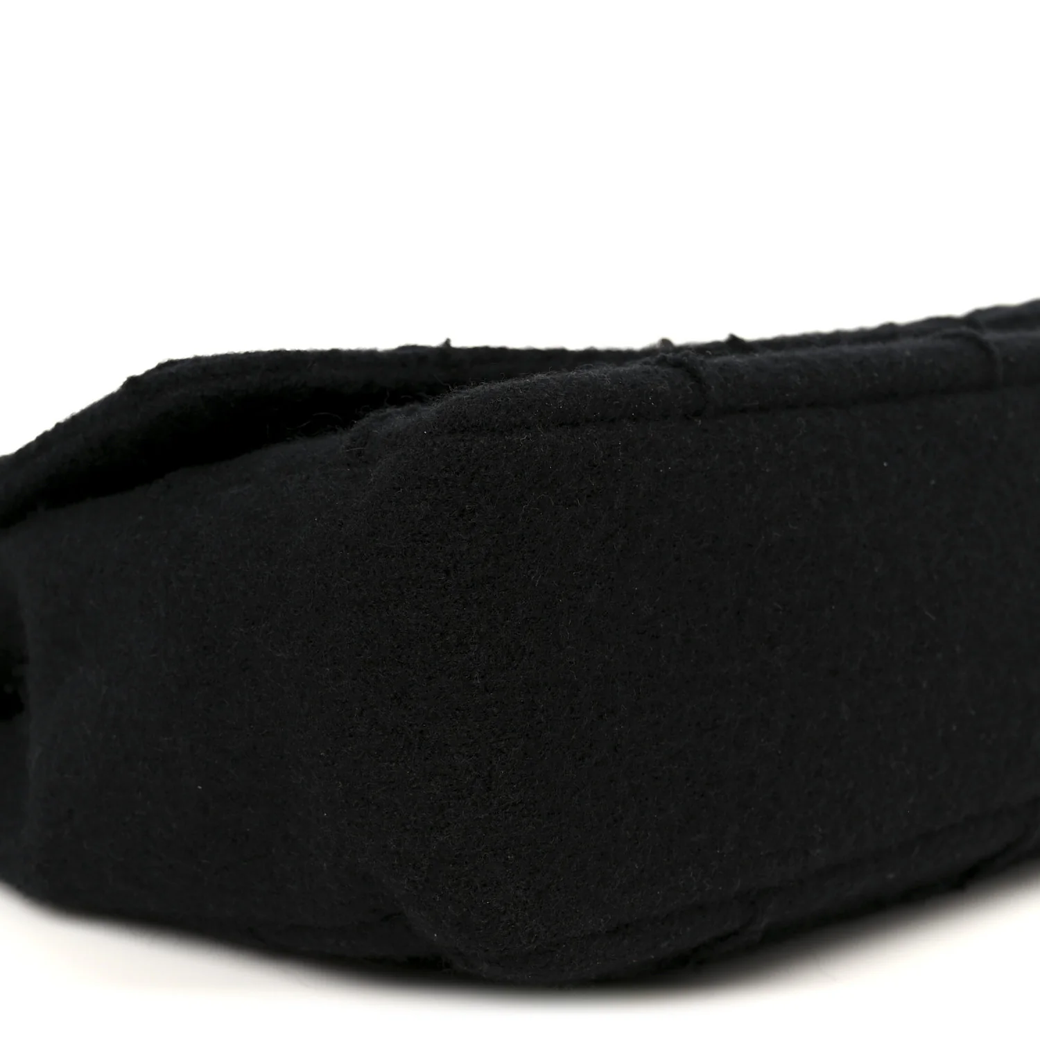 Wool Jumbo Chocolate Bar Mademoiselle Flap Black - Top Club