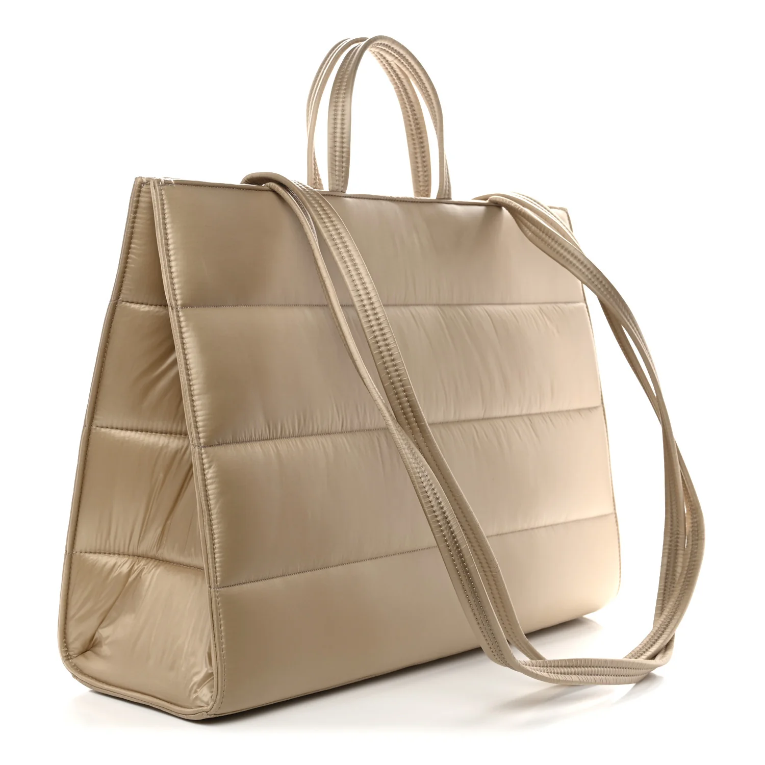 Nylon Large Puff Shopping Bag Cream - Top Club