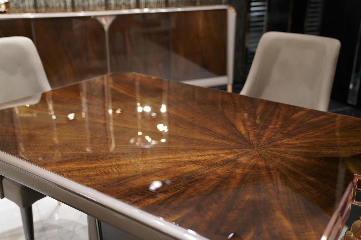 Luxury dining room set dark brown / gray / copper - 1 luxury dining table & 6 luxury dining room chairs - dining room furniture - luxury furniture - luxury furnishings - dining room furnishings