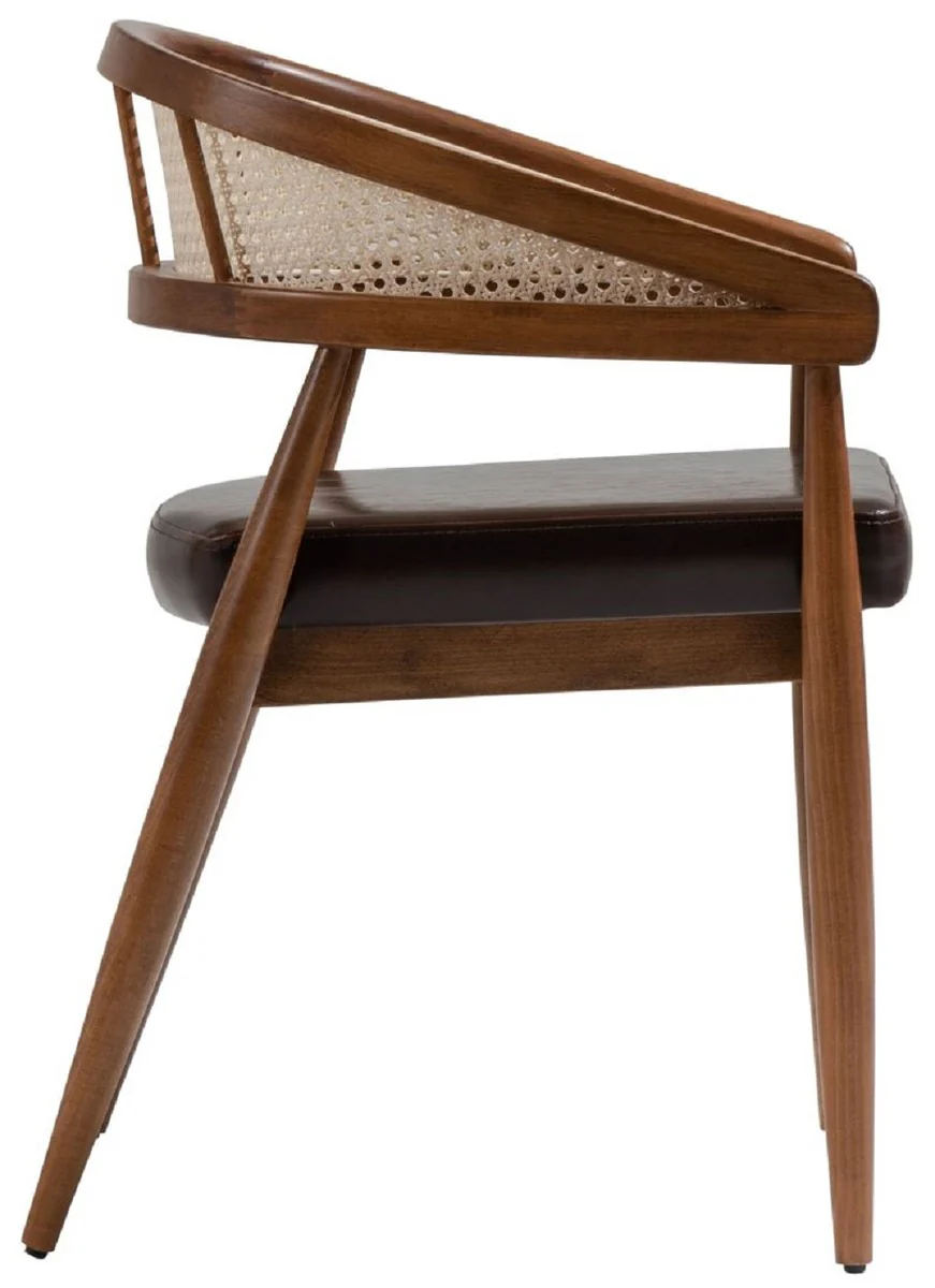 Luxury dining room chair with armrests brown / natural / black H. 79 cm