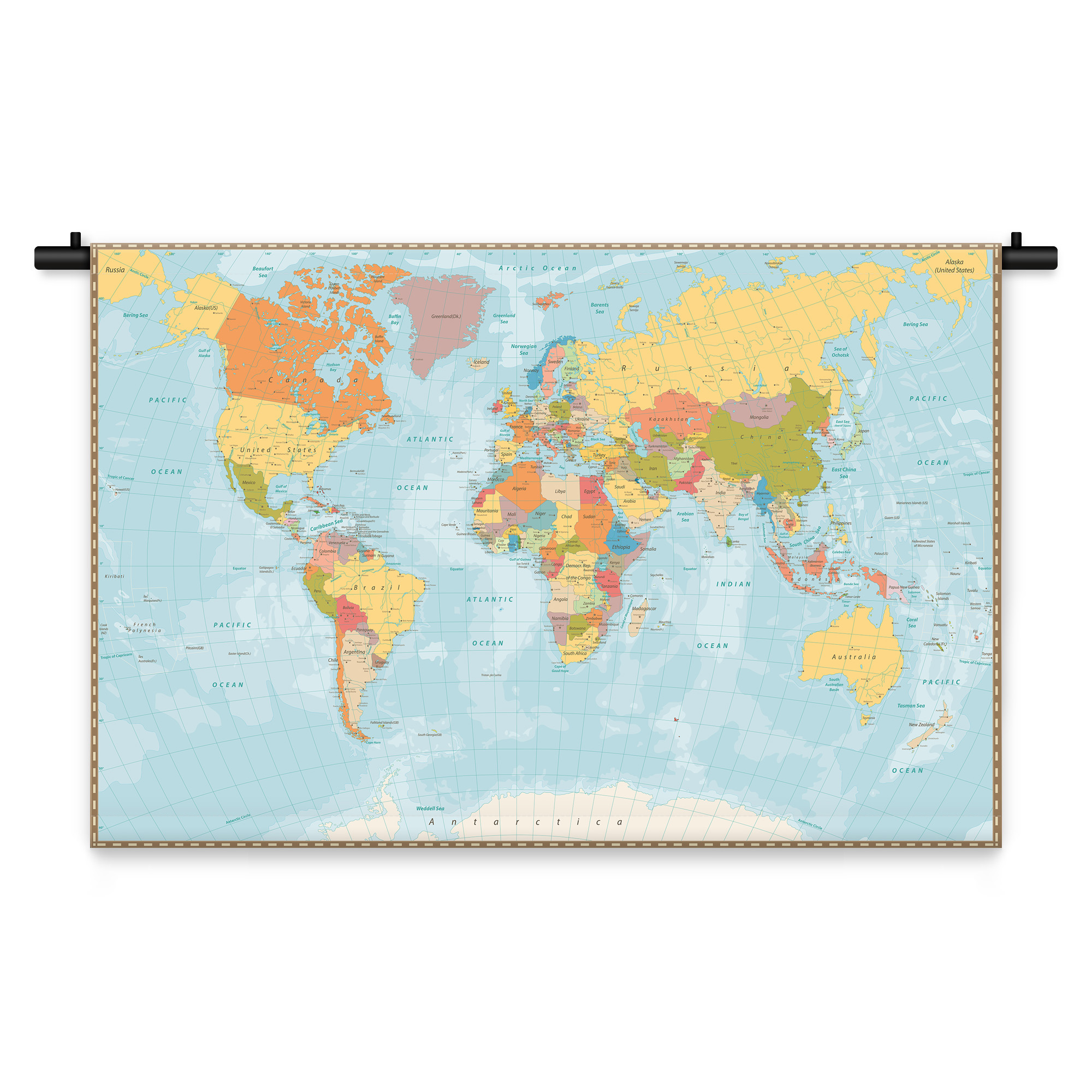 Wandkleed Wereldkaart modern 210 x 150 cm