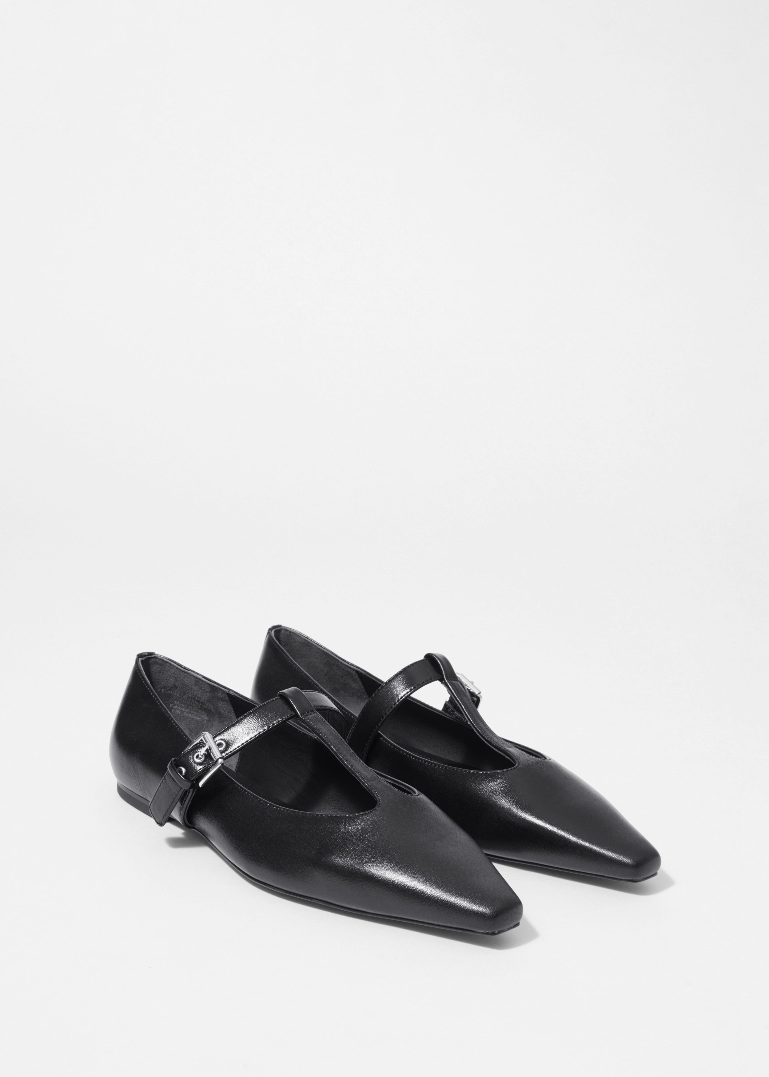 & Other Stories T-BAR LEATHER BALLET FLATS
