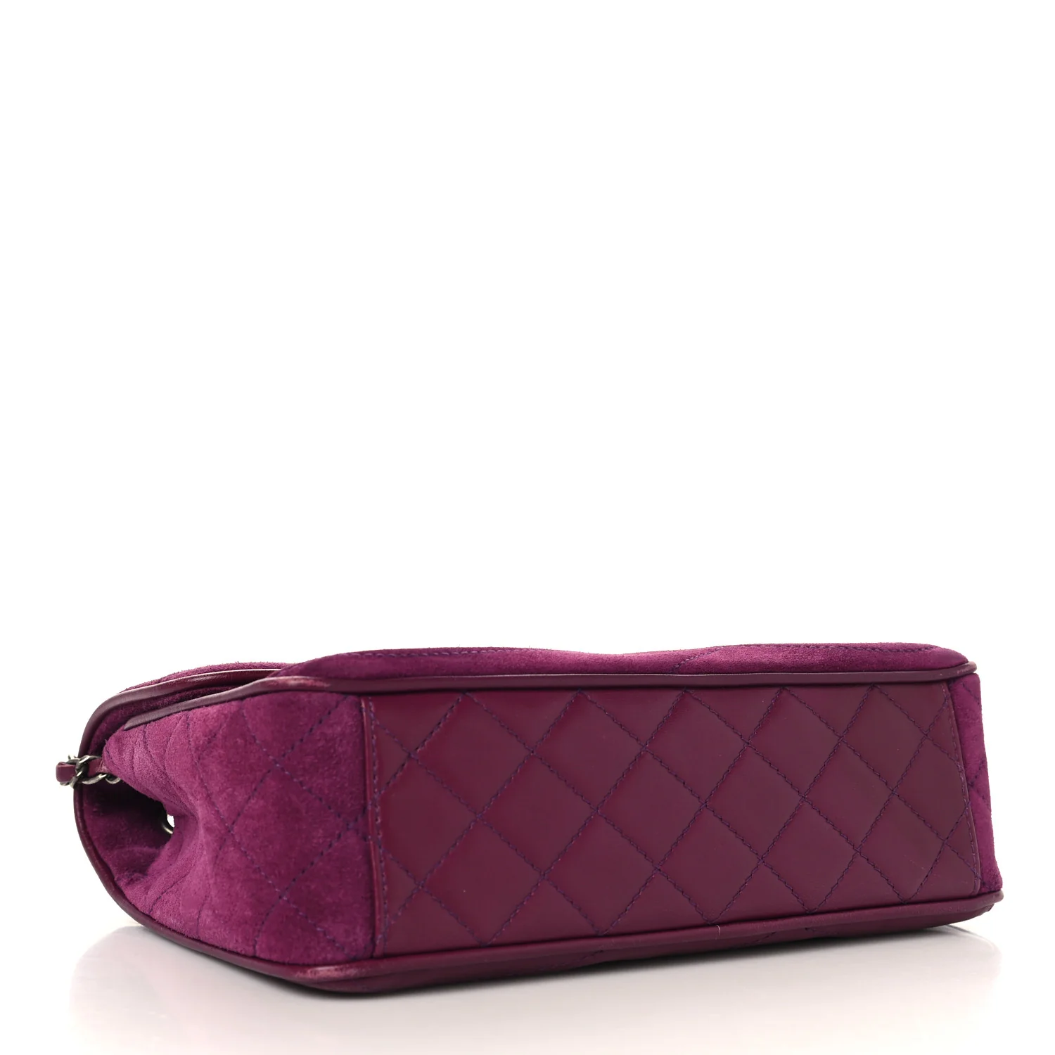 Suede Lambskin Scallop Quilted Medium Pagoda Flap Purple - Top Club