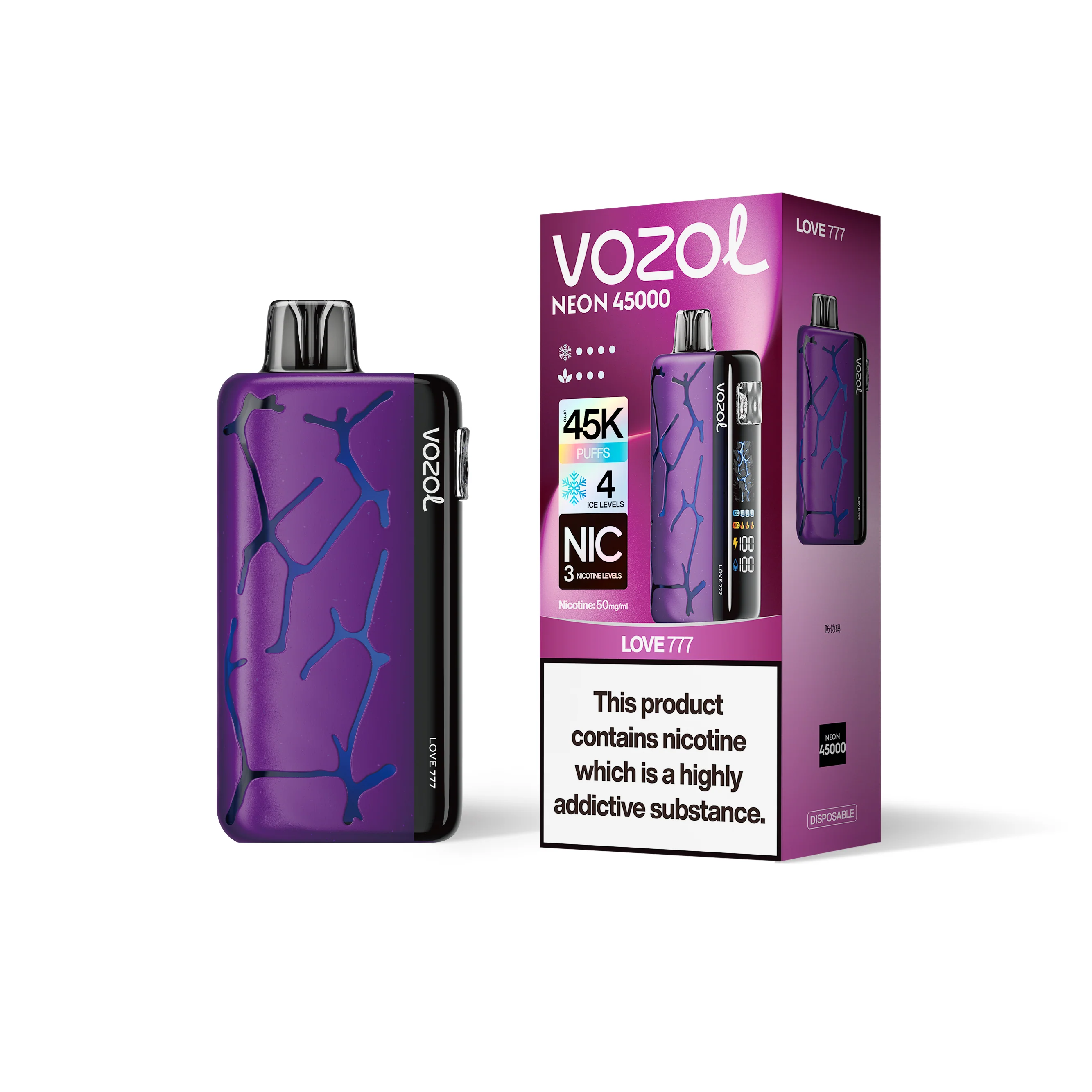VOZOL NEON 45K jednorazowy e-papieros (wszystkie smaki)
