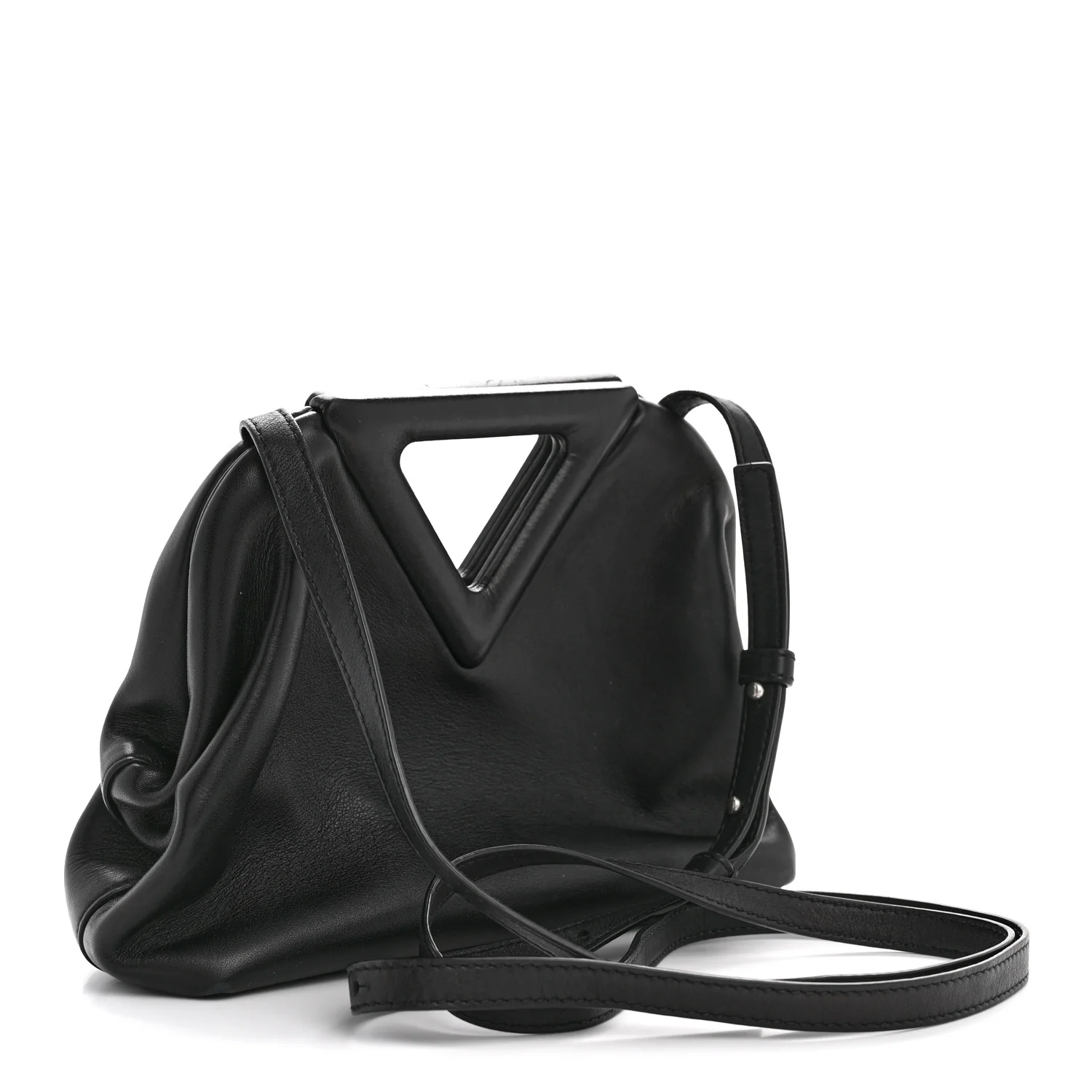 Calfskin Small The Point Triangle Bag Black - Top Club
