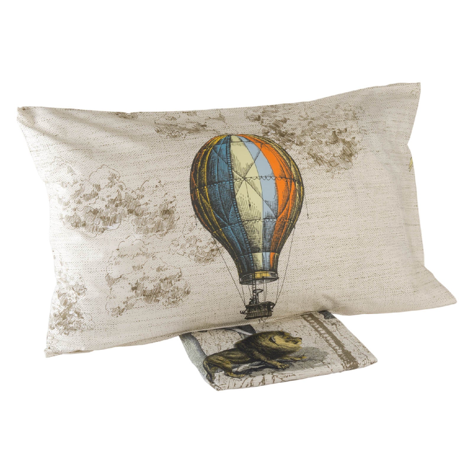 Lenzuolo Copriletto Con Federe In Percalle Luisiana Forest 130X180 Sabbia Mirabello