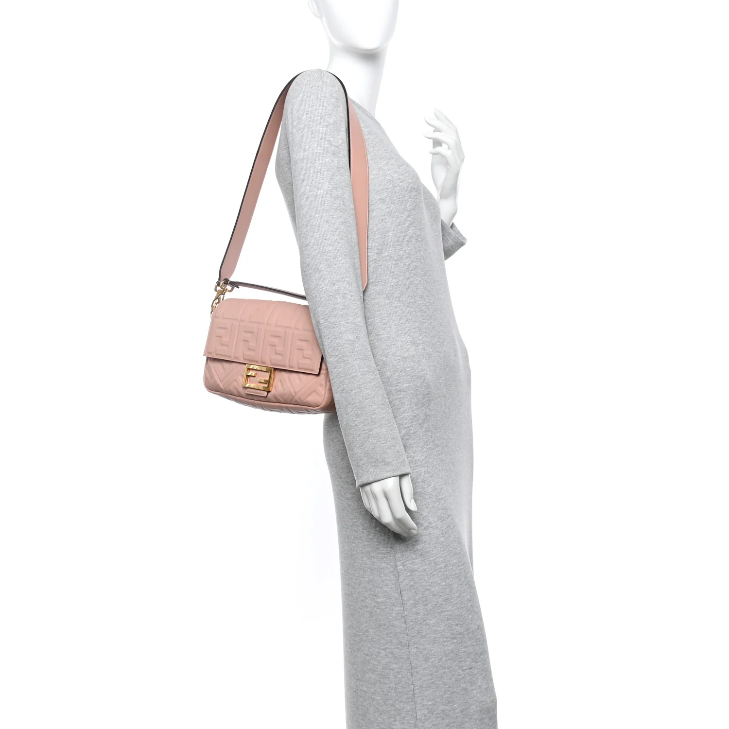 Nappa FF 1974 Embossed Baguette Rosa Bourbon