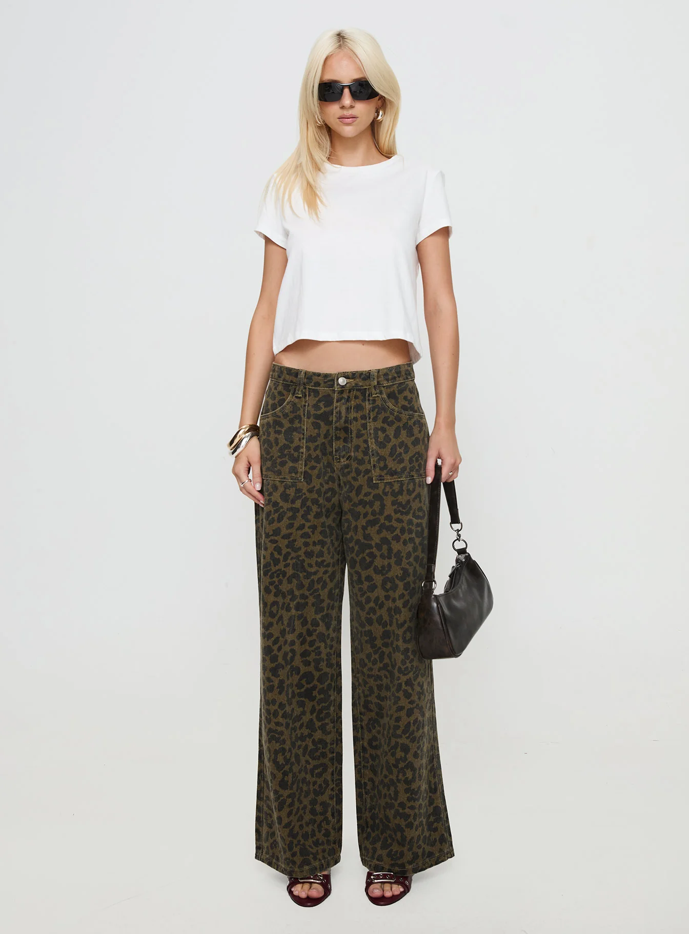 Briony Low Rise Wide Leg Jean Leopard