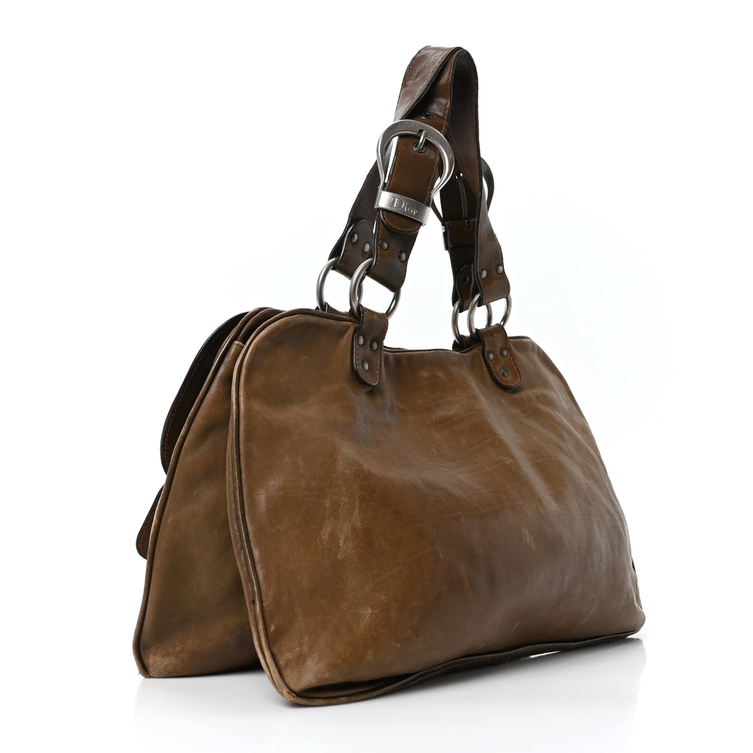 Calfskin Medium Gaucho Double Saddle Bag Brown - Top Club