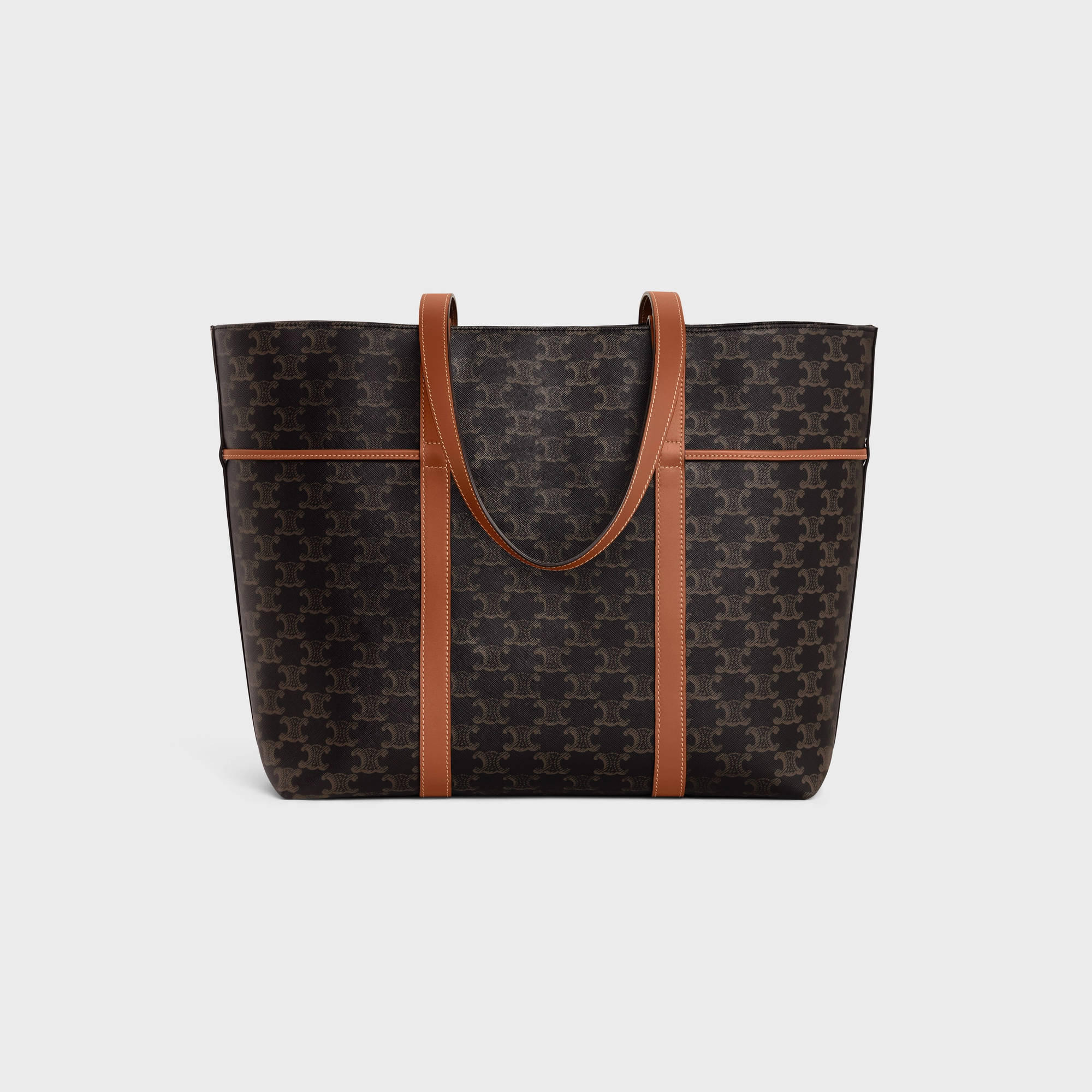 CABAS DRAWSTRING IN TRIOMPHE CANVAS AND CALFSKIN TAN - Top Club