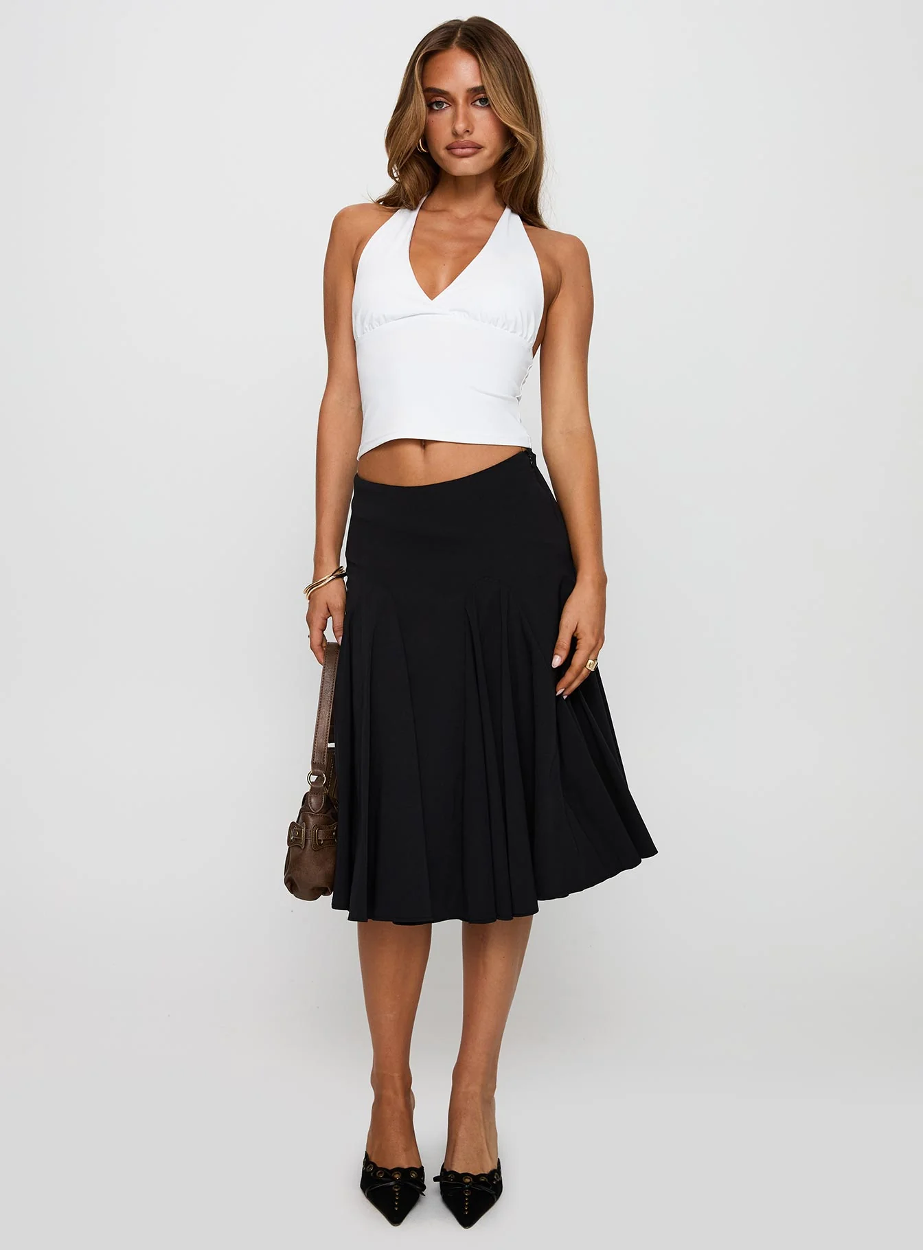 Agnette Low Rise Midi Skirt Black