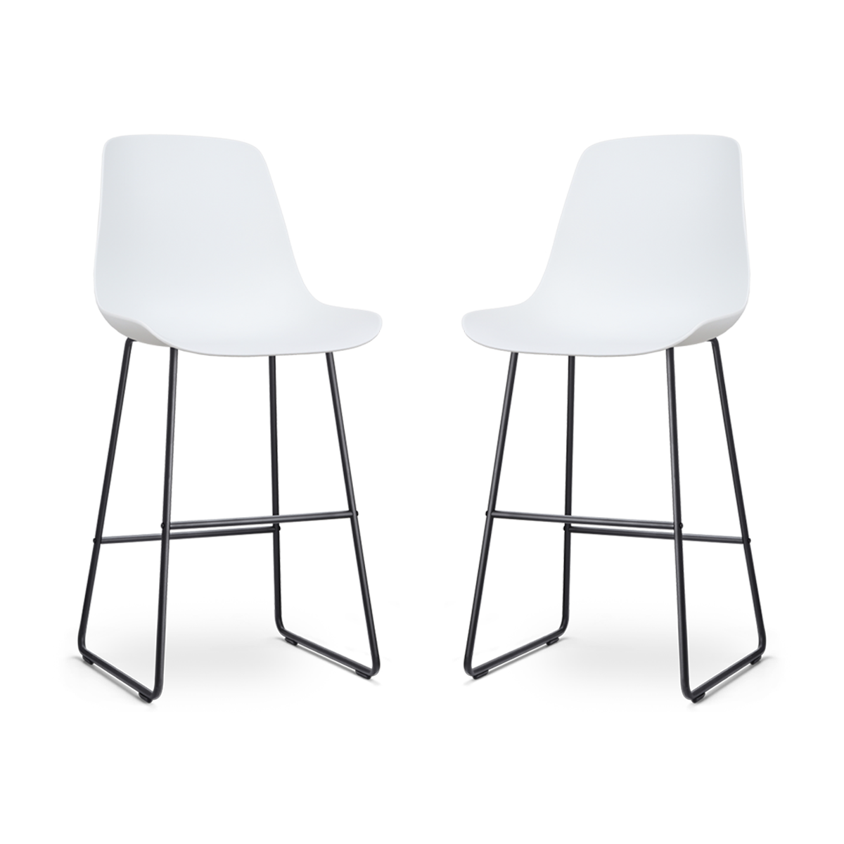 Barkruk Nino-Pip barkruk wit - zwart - set van 2 - 75 cm