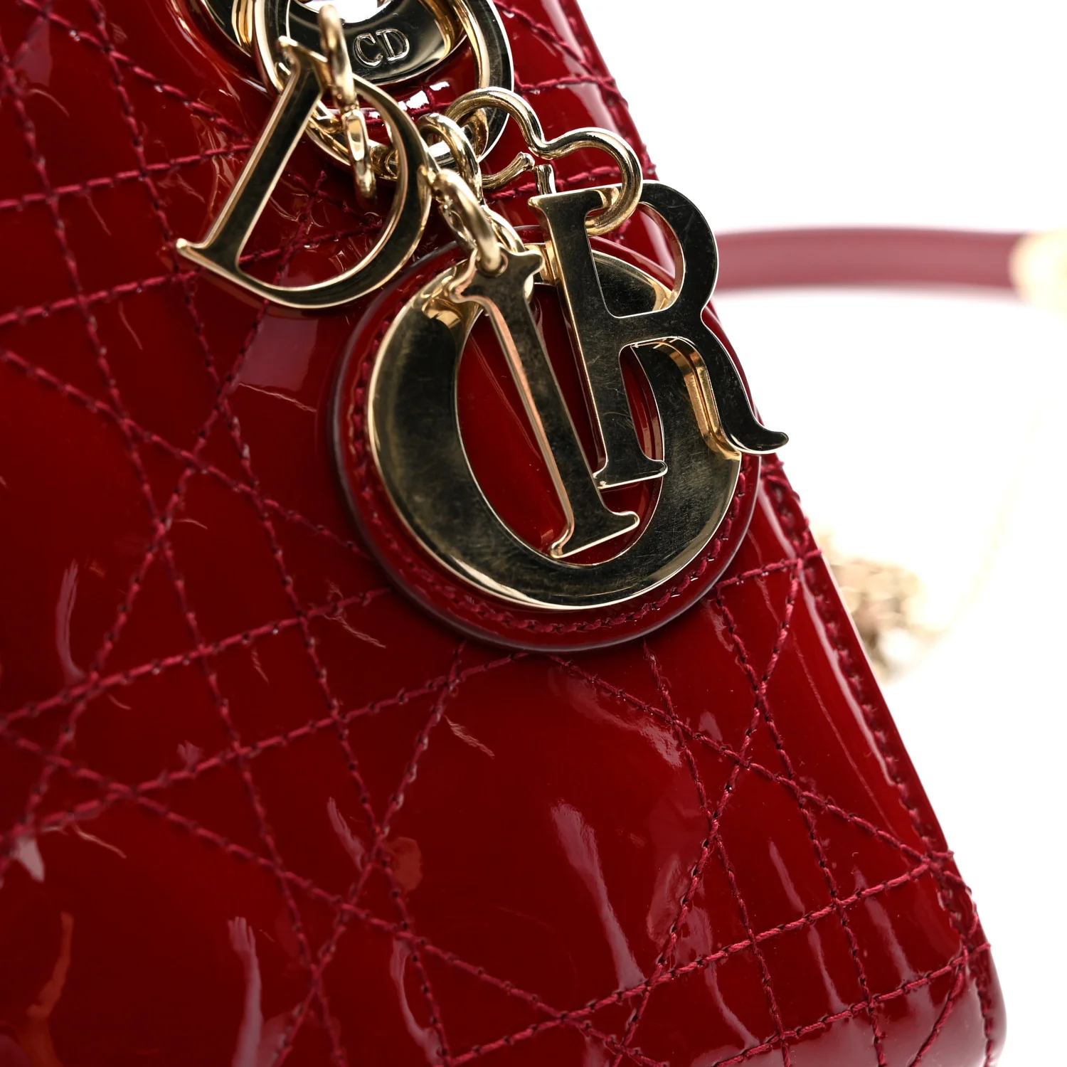 Patent Cannage Mini Lady Dior Red - Top Club