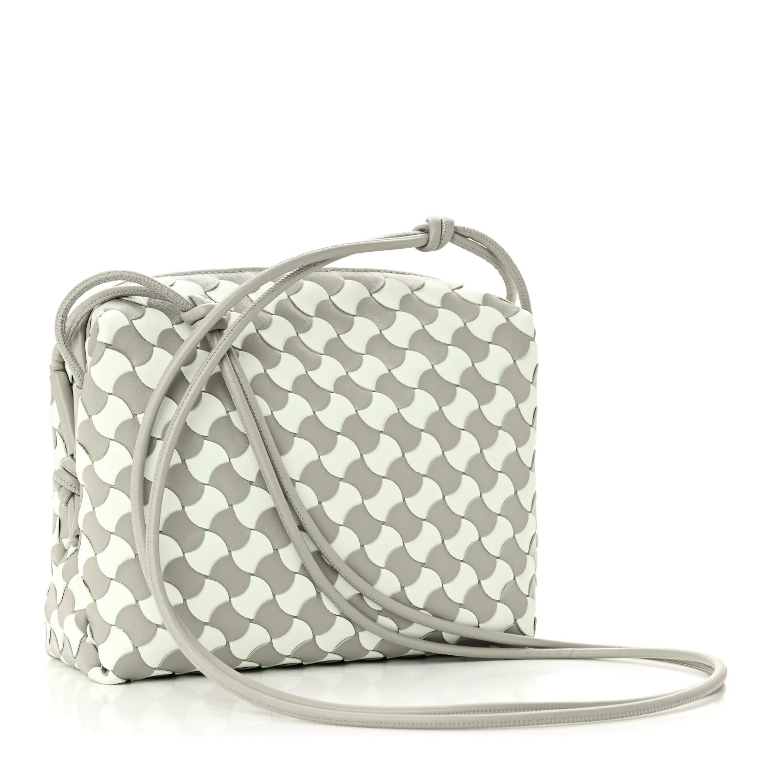 Nappa Wavy Bicolor Intrecciato Small Loop Camera Bag Agate Grey Glacier - Top Club