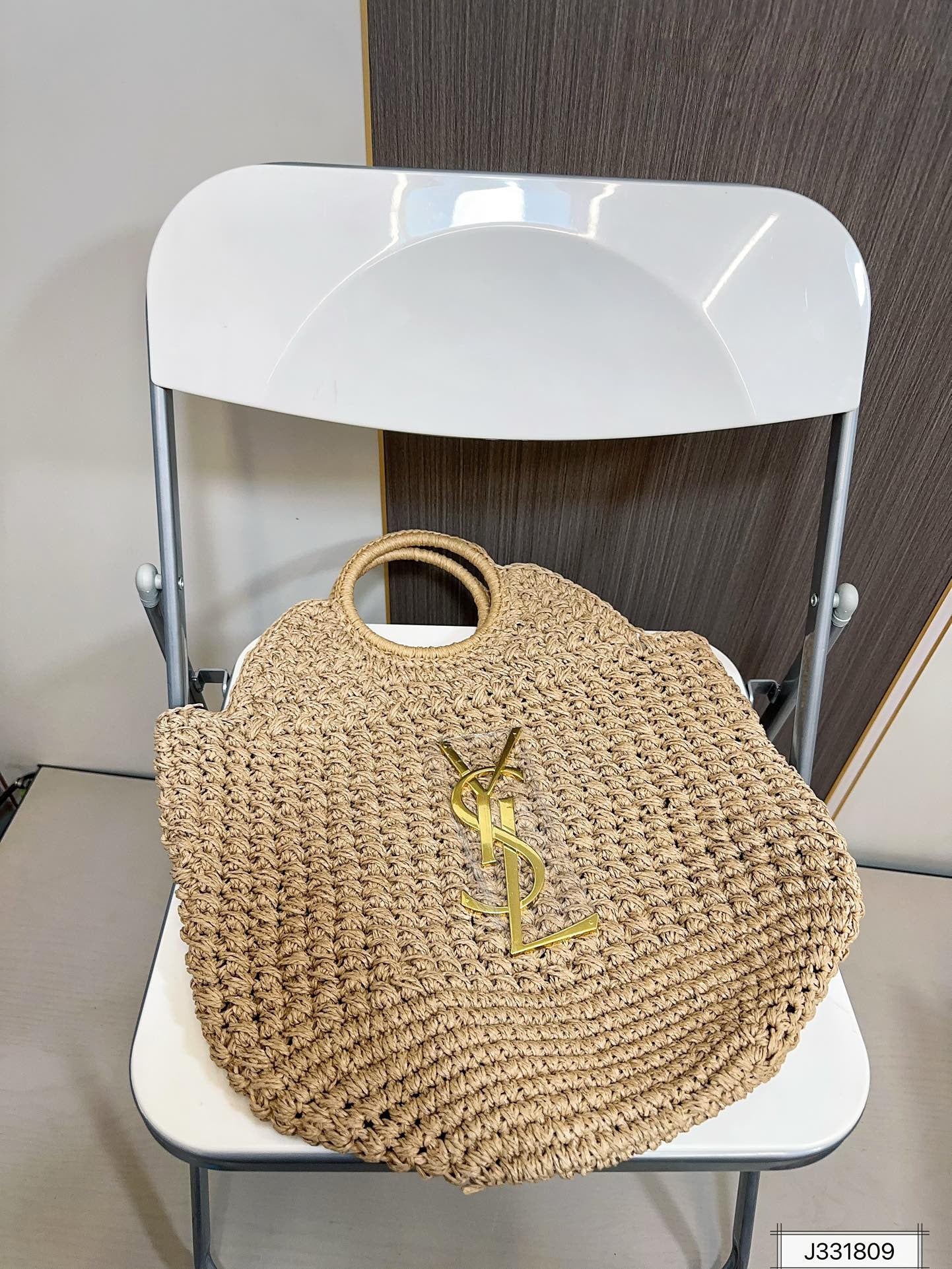 YSL SAINT LAURENT Summer Raffia Tote Bag 41x37cm - Top Club