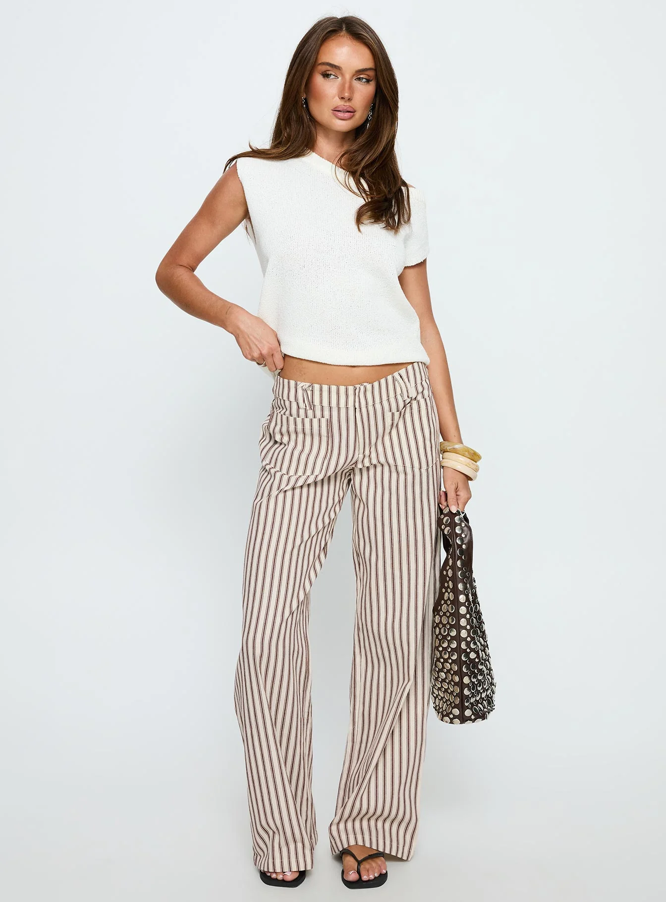 Vendi Low Rise Pant Brown Stripe