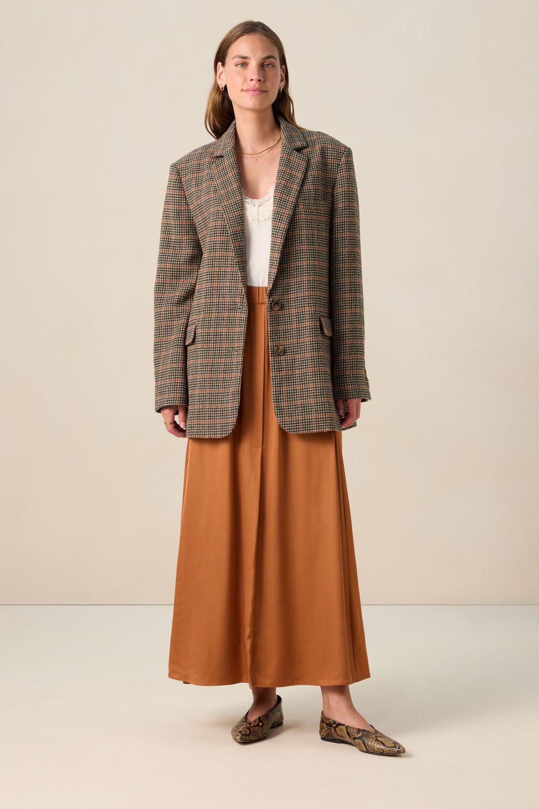 Donkerbruine geruite blazer