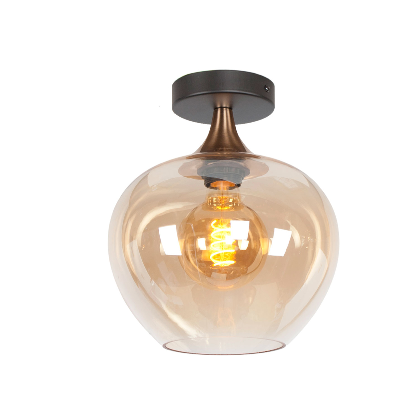 Plafondlamp Fresu 1-lichts brons/amber