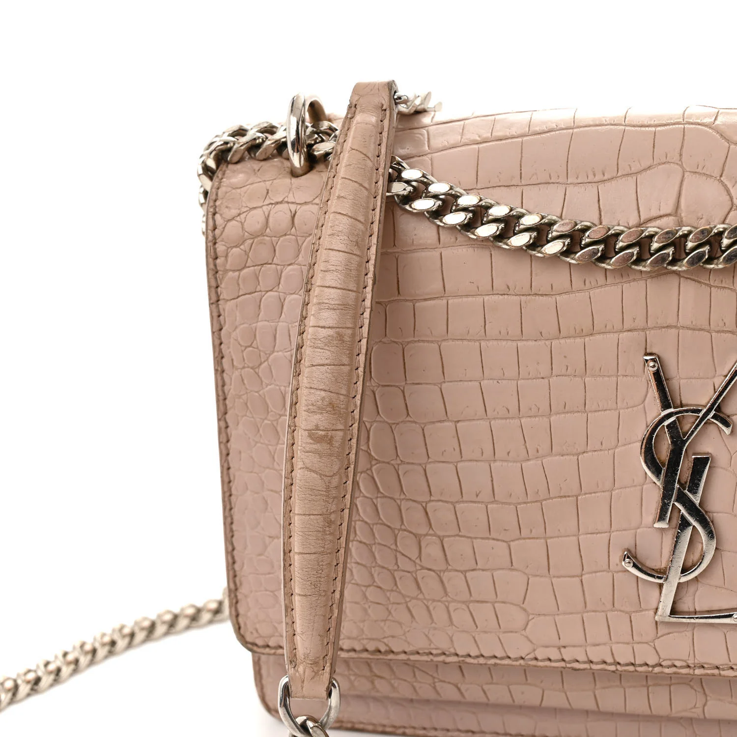 Calfskin Crocodile Embossed Medium Monogram Sunset Rose Antic - Top Club