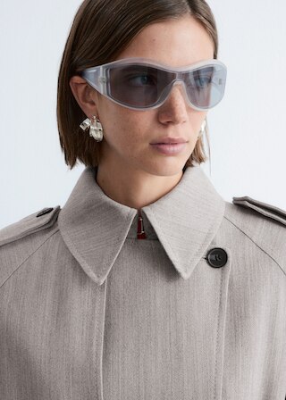 & Other Stories COTTON-WOOL TIE-BELT TRENCH COAT