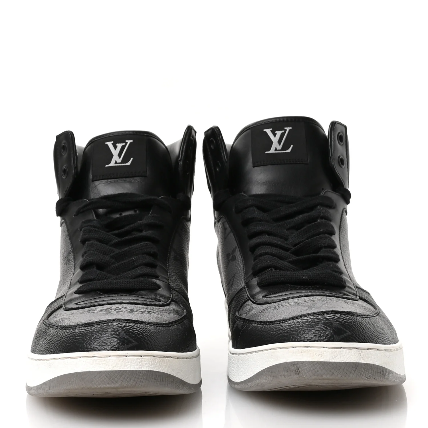 Calfskin Monogram Eclipse Mens Rivoli High Top Sneakers 10 Black Grey - Top Club