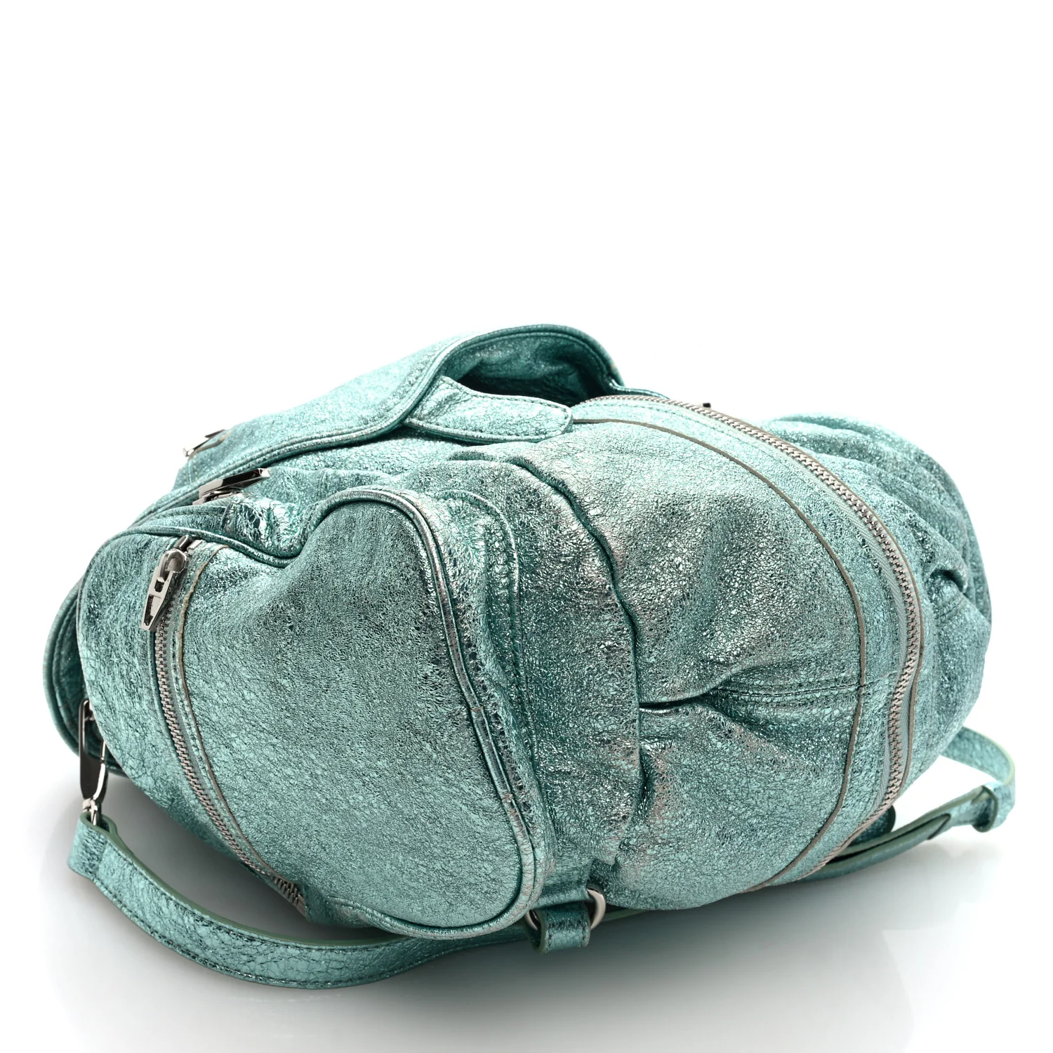 Metallic Calfskin Marti Backpack Bag Light Blue Rhodium Hardware - Top Club
