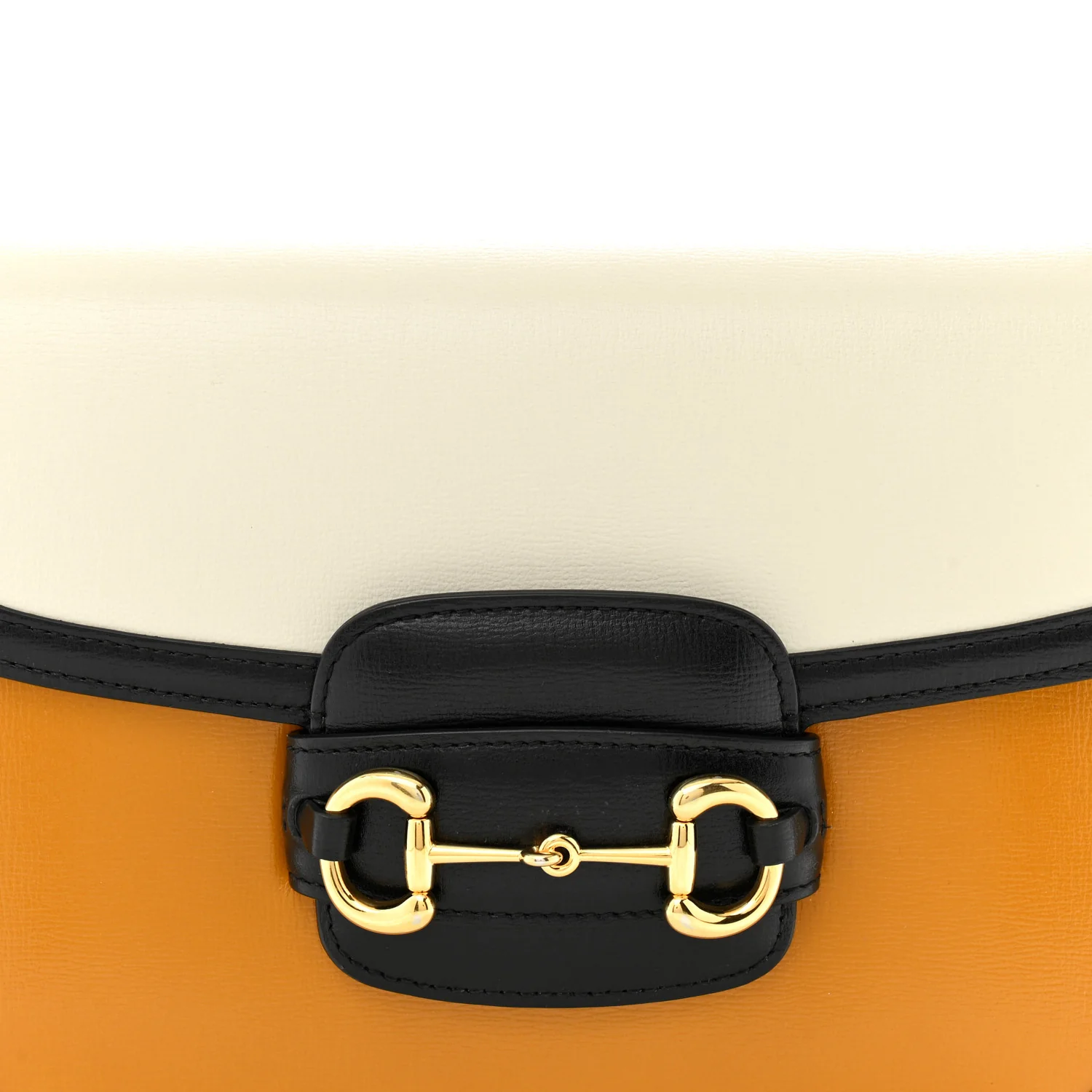 Azalea Calfskin Tri-Color Horsebit 1955 Shoulder Bag Mystic White Sun Oil Black - Top Club