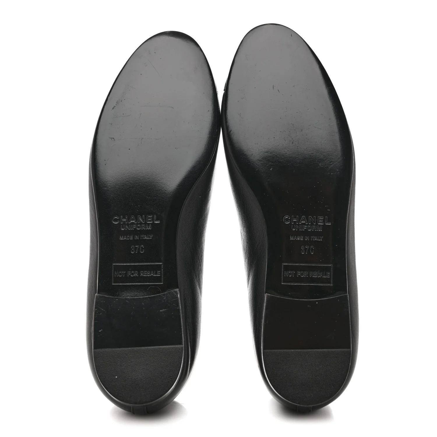 Lambskin Cap Toe CC Uniform Ballerina Flats 37 Black - Top Club