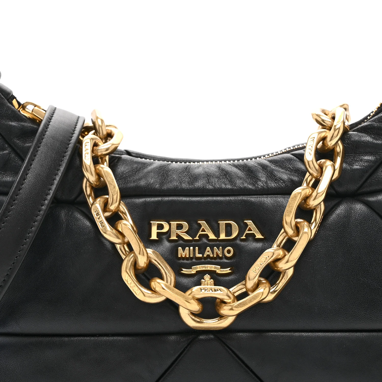 Nappa Triangle Quilted Patchwork System Bag Black - Top Club