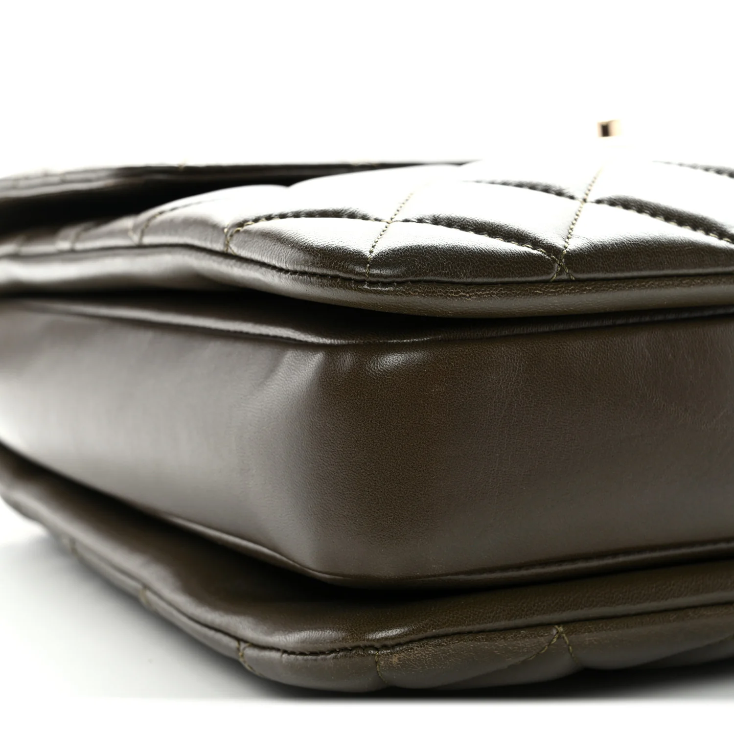 Lambskin Quilted Large Trendy CC Dual Handle Flap Bag Khaki - Top Club