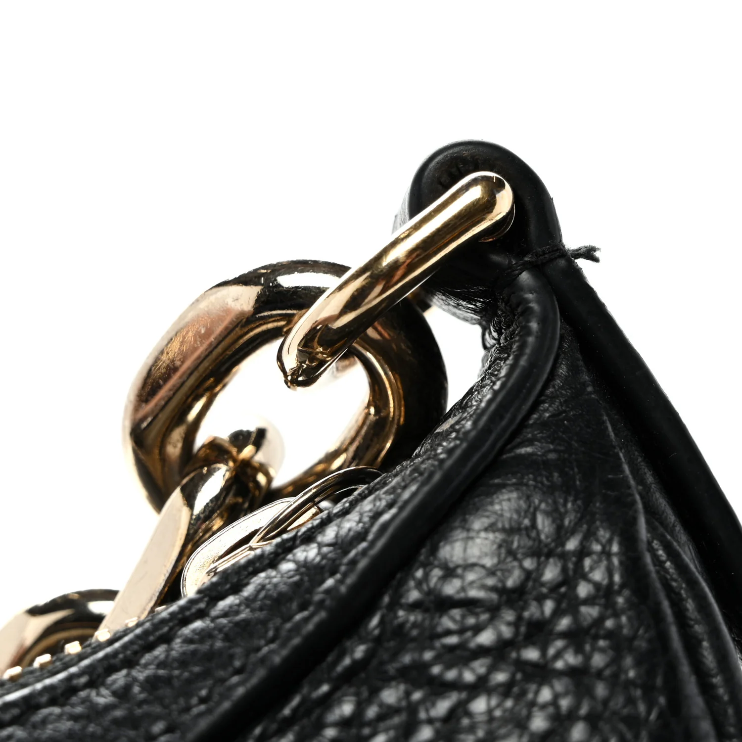 GG Grainy Calfskin Emblem Large Half Moon Shoulder Bag Black - Top Club