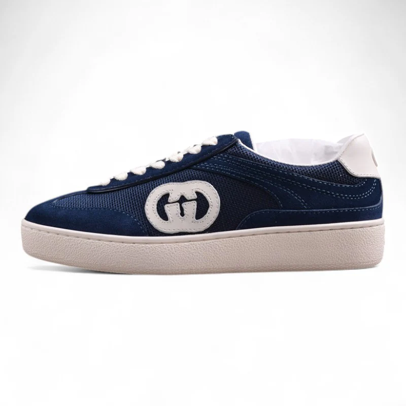 Gucci Interlocking G Men's Blue/White Suede Low Top Sneakers - Sneaker Replica Workshop