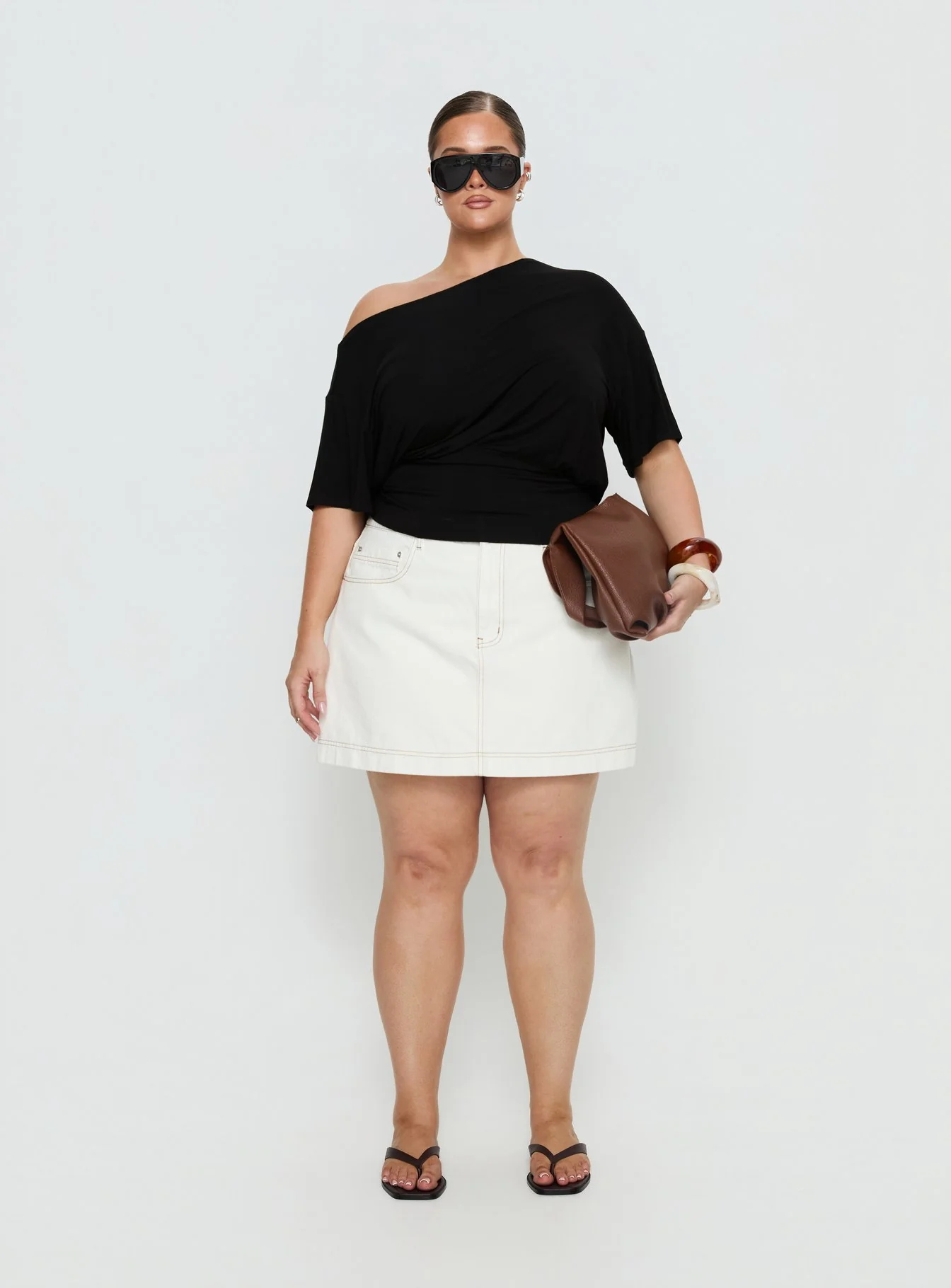 Ashlinn Off Shoulder Drapey Top Black Curve