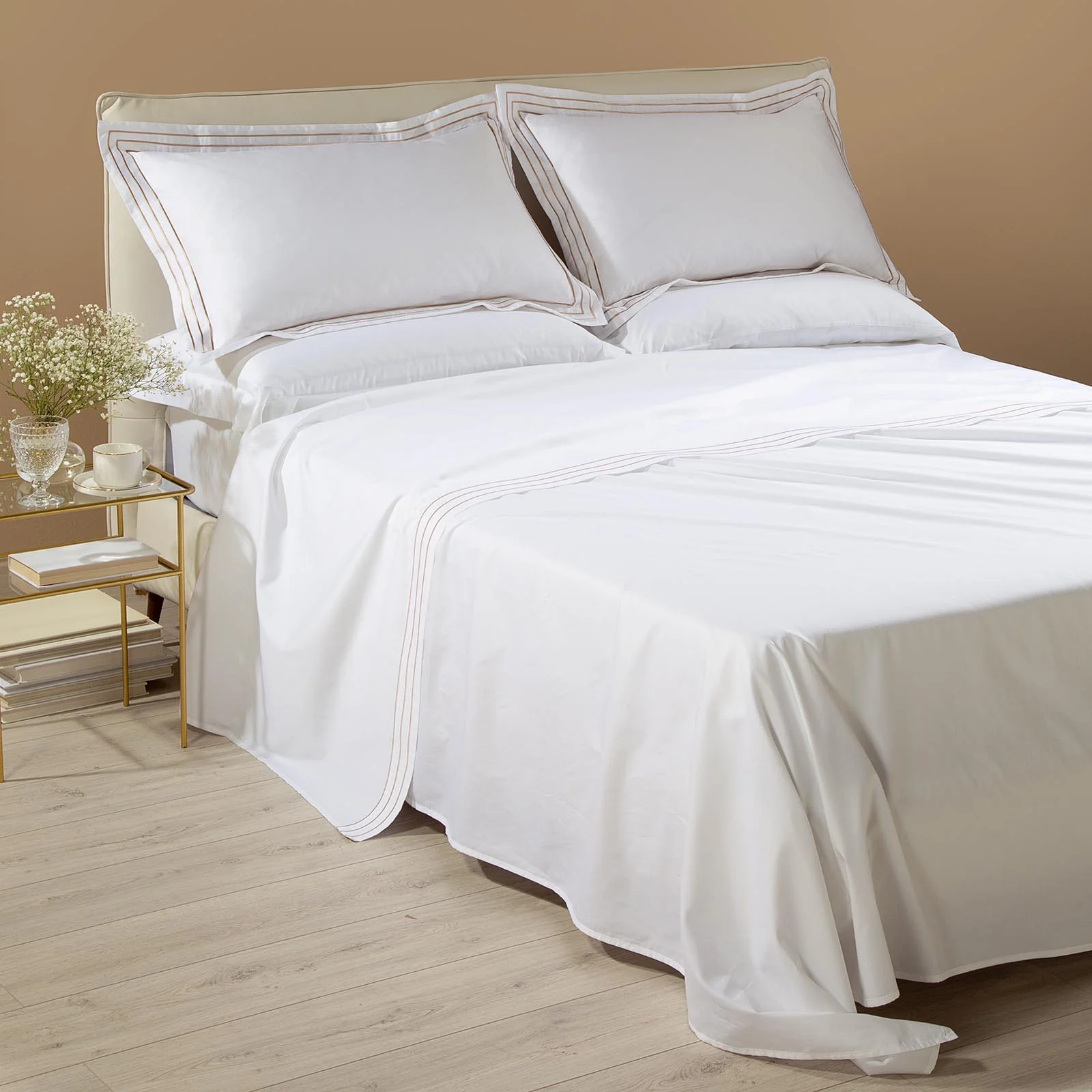 Complete Cotton satin sheets Melodie Natural Dreaming Dreaming