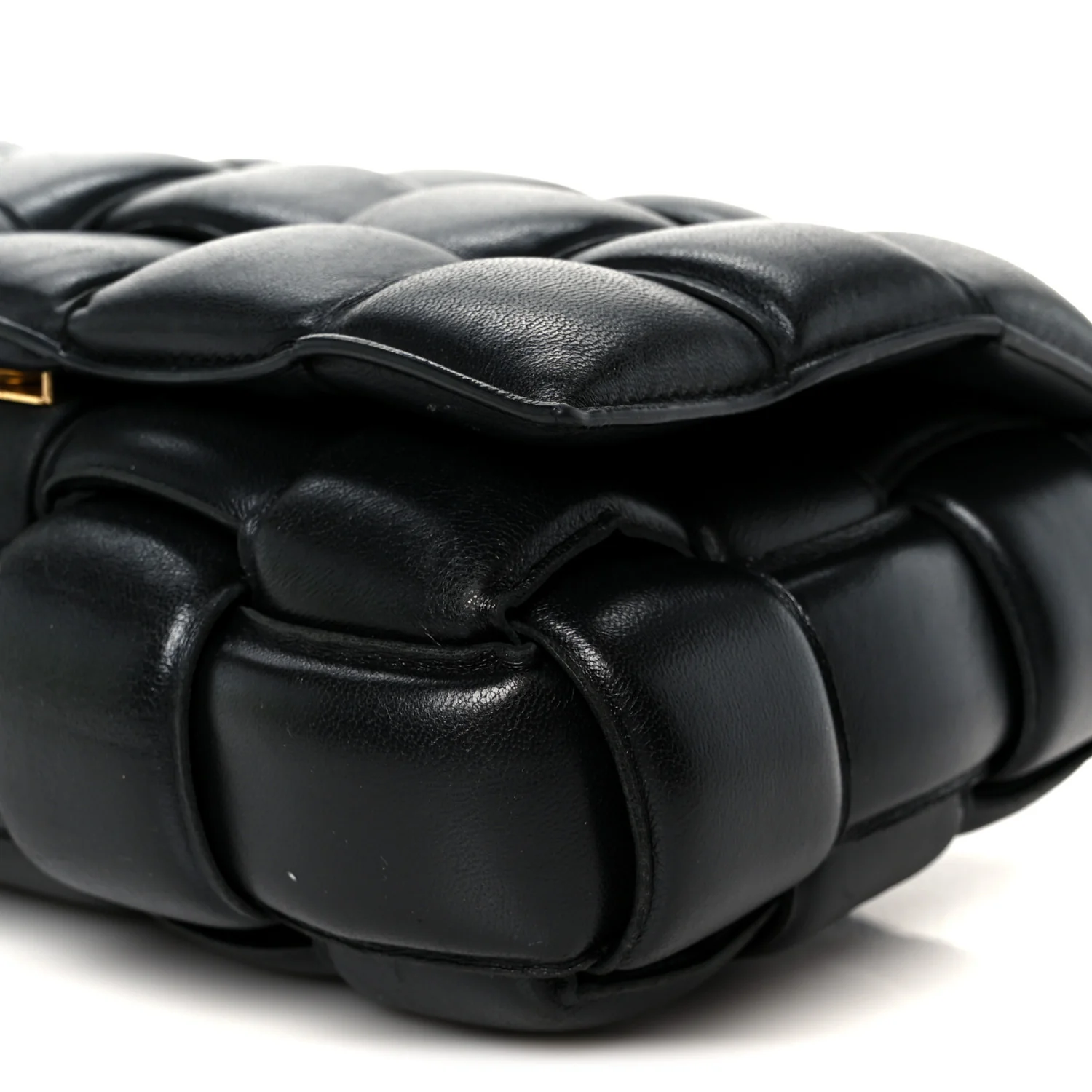 Nappa Maxi Intreccio Padded Cassette Crossbody Bag Black - Top Club