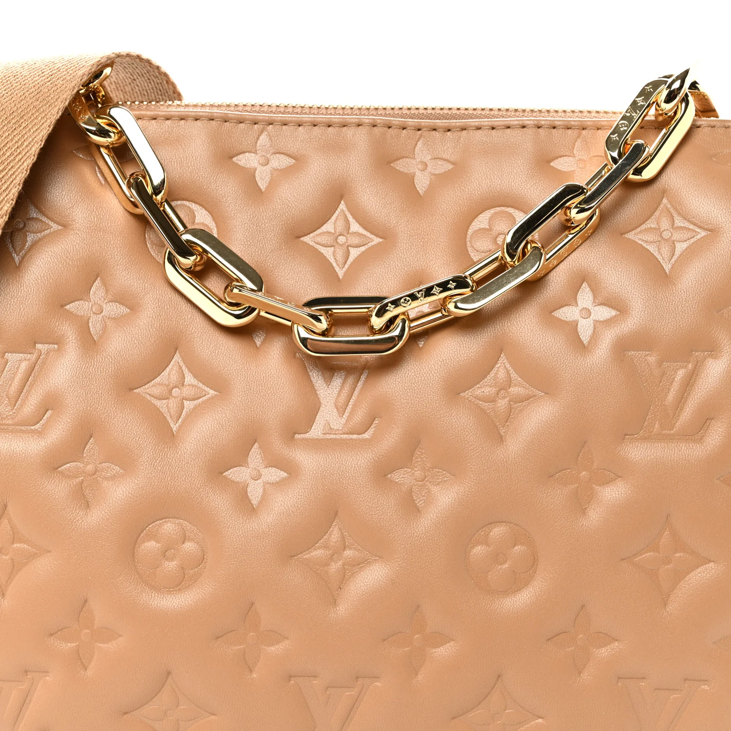 Lambskin Embossed Monogram Coussin PM Camel - Top Club