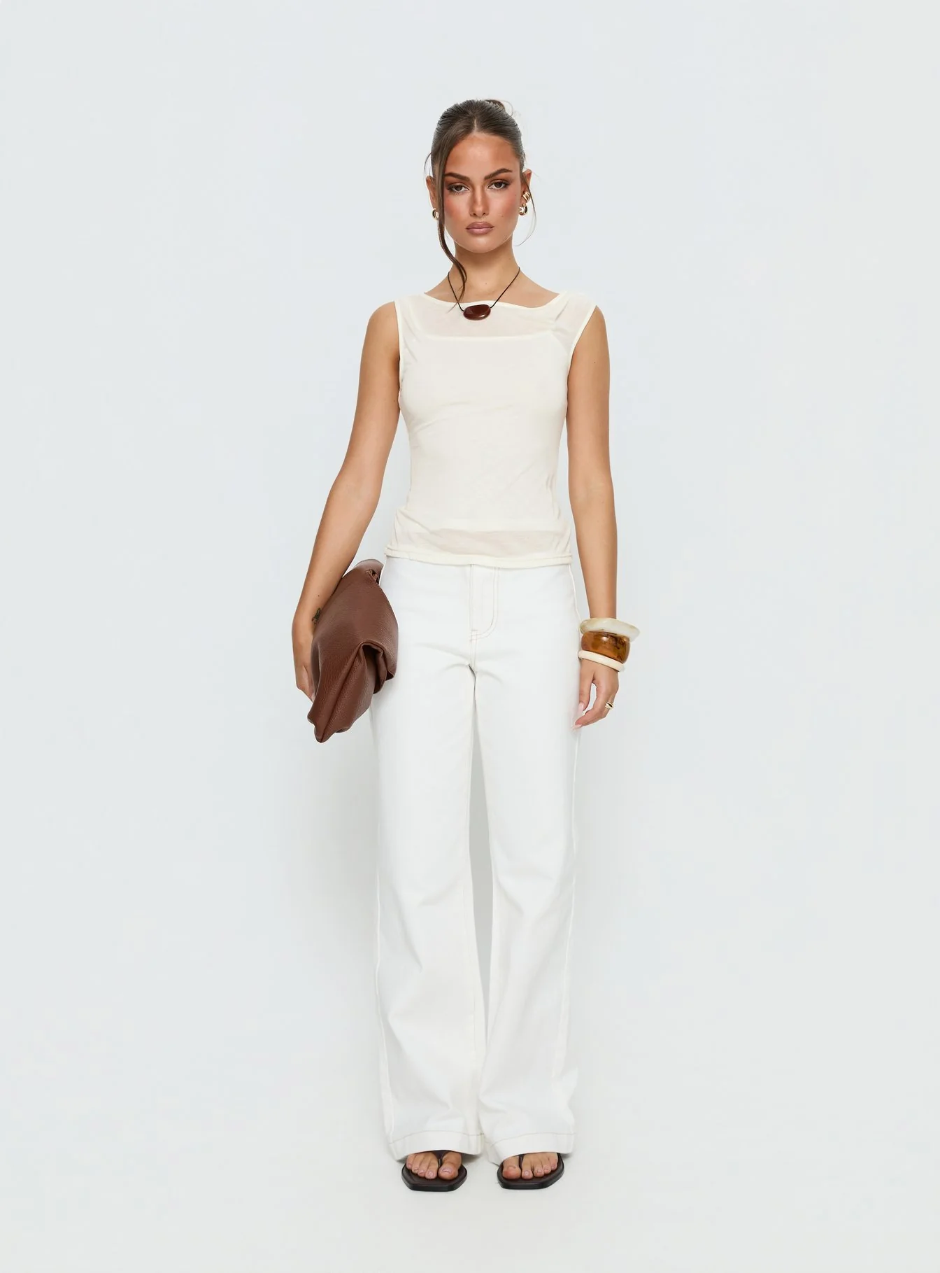 Skaia Layered Sheer Top Cream