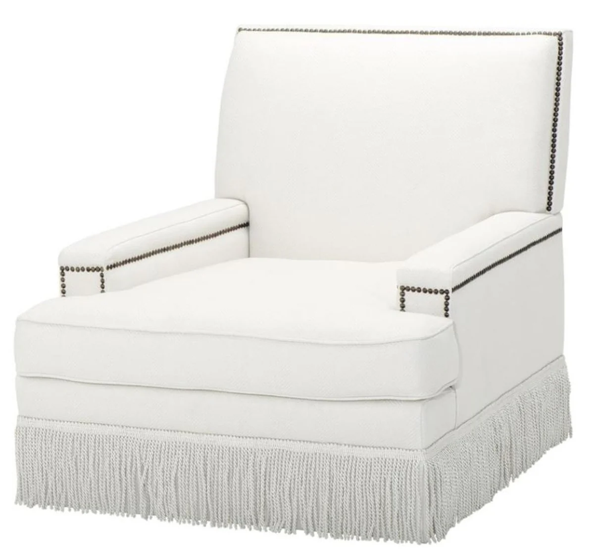Luxury designer armchair white 90 x 102 x H. 90 cm - living room furniture