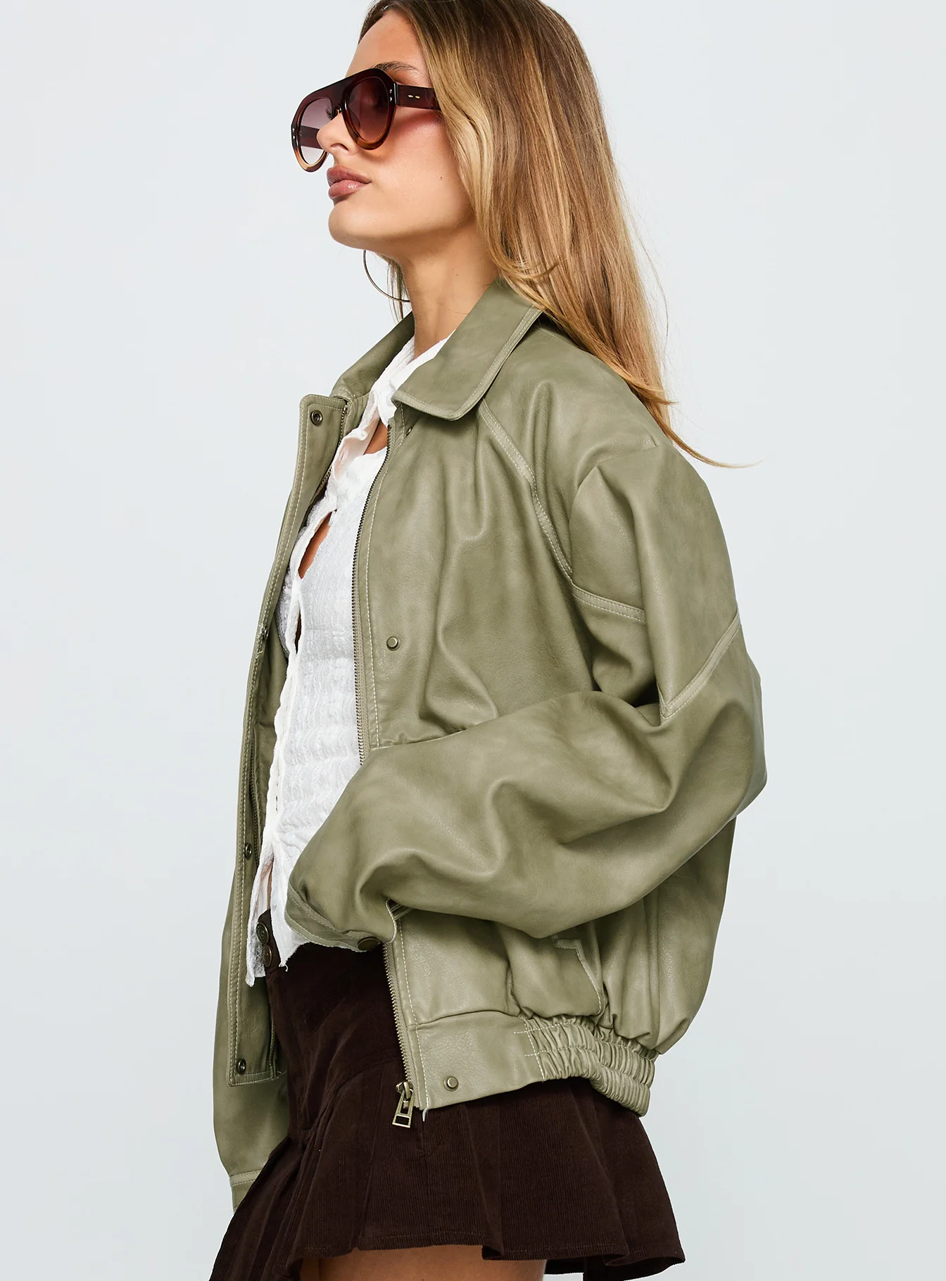 Jaxton Faux Leather Jacket Taupe