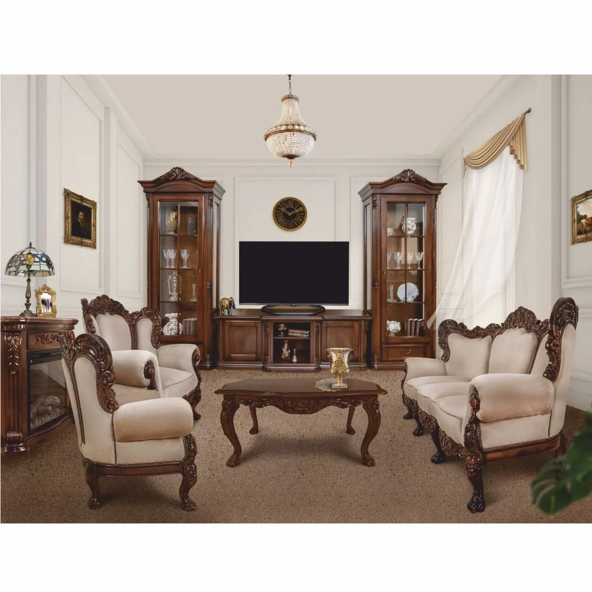 Luxury baroque coffee table dark brown 120 cm - baroque style living room furniture
