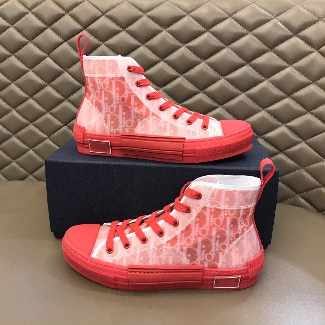 Dior B23 Red High-top Canvas Shoes - Sneaker Replica Workshop