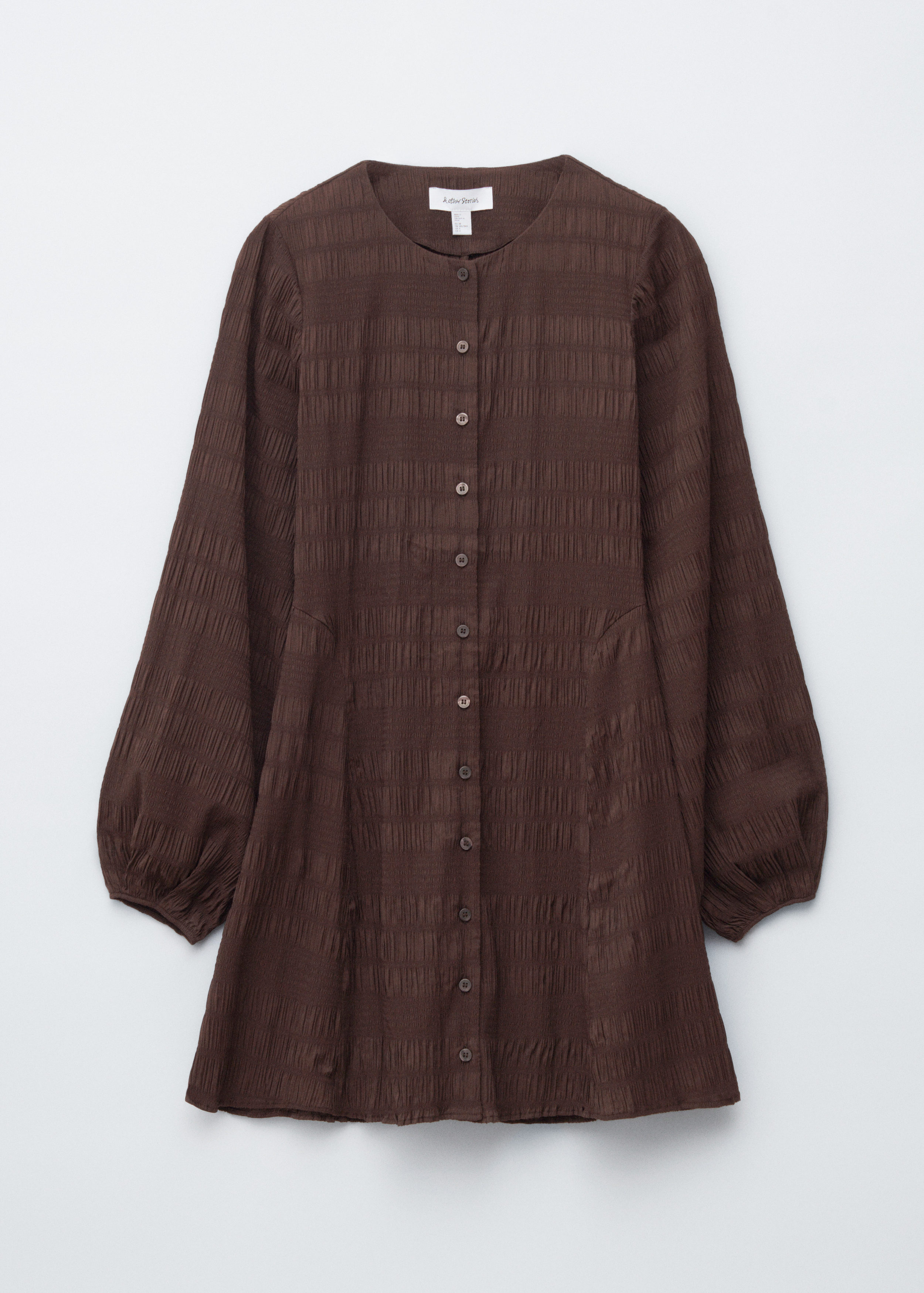 & Other Stories SMOCKED BALLOON-SLEEVE MINI DRESS