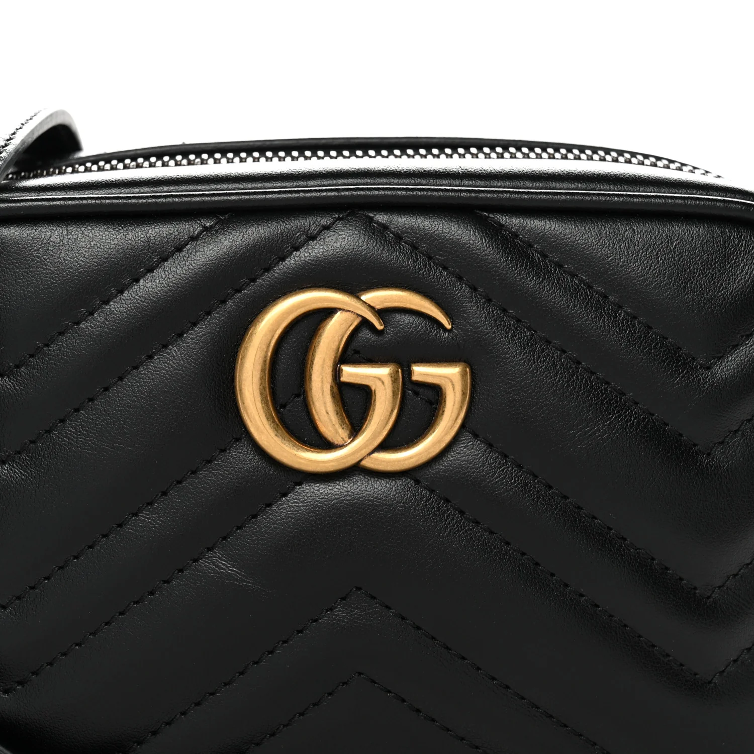 Calfskin Matelasse Mini GG Marmont Chain Shoulder Bag Black - Top Club