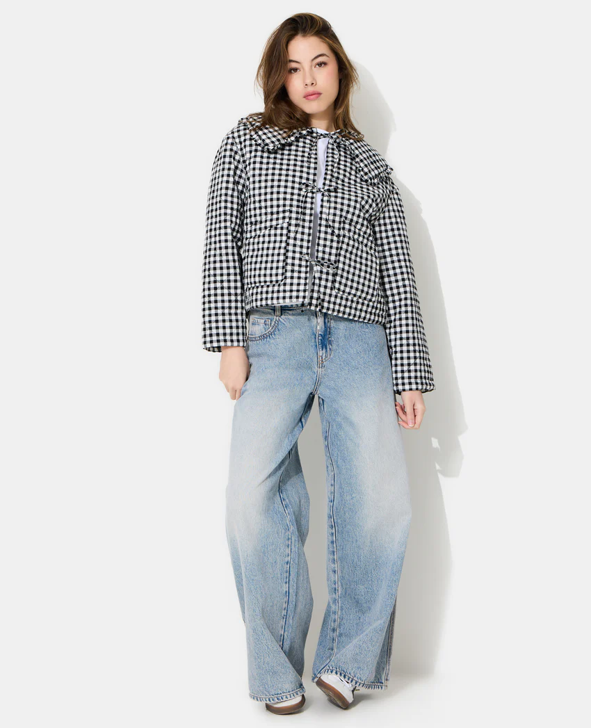 Pimkie Veste matelassée motif vichy avec grand col