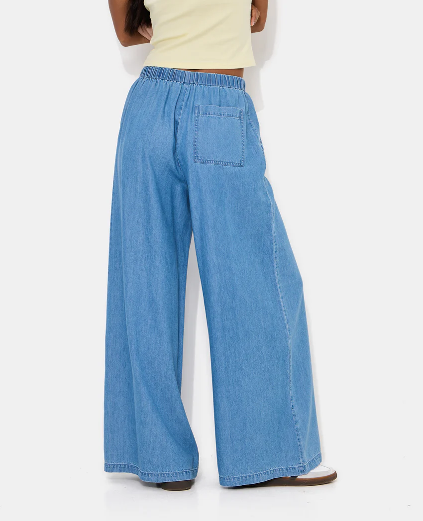 Pimkie Pantalon large ceinture élastiquée effet jean