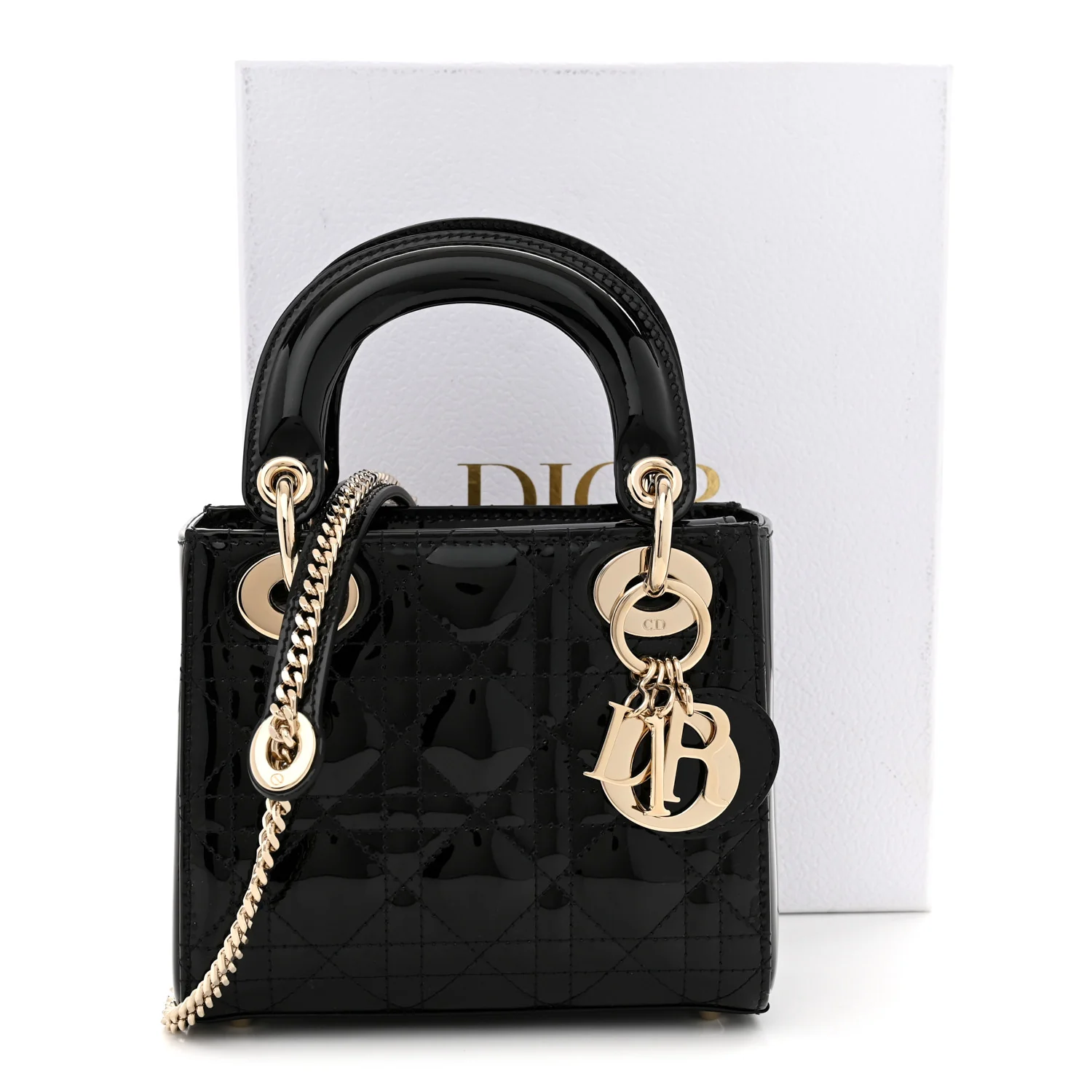 Patent Cannage Mini Lady Dior Black - Top Club