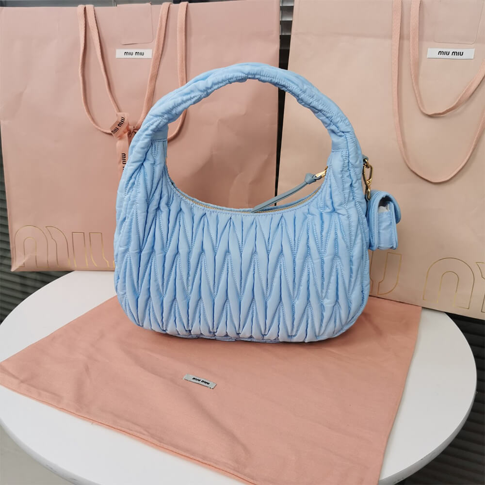 Miu Wander matelasse regenerated nylon hobo bag - Top Club