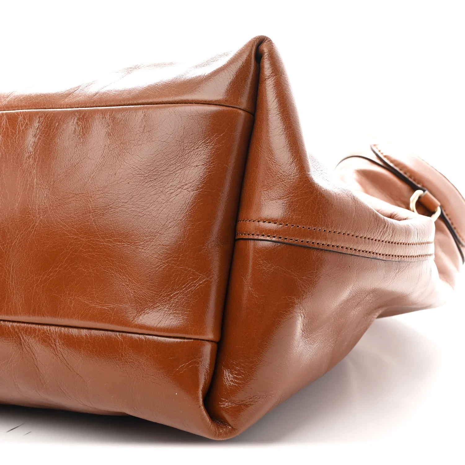 Soft Glossy Calfskin Large Giglio Tote Dark Brown - Top Club