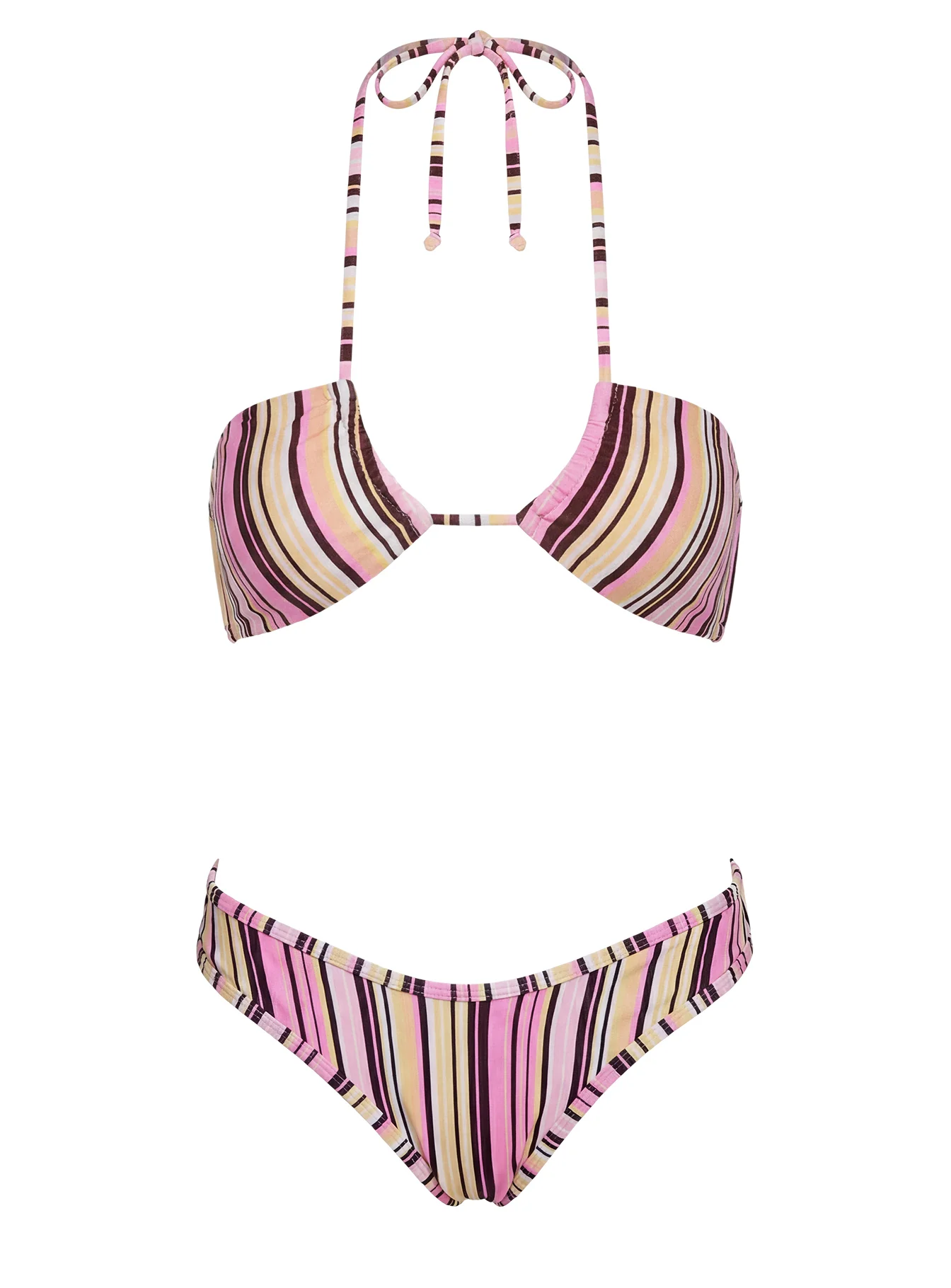 Amiri Contrast High Side Bikini Bottoms Pink / Yellow Stripe