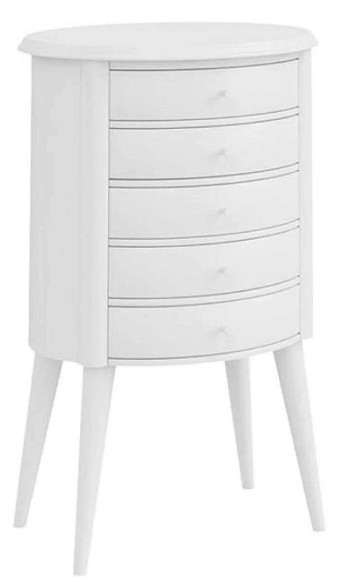 Luxury Art Deco nightstand white 47 x 38 x H. 73 cm - Bedside table with 5 drawers - Bedroom furniture - Children's room furniture - Art Deco furniture - Luxury furniture